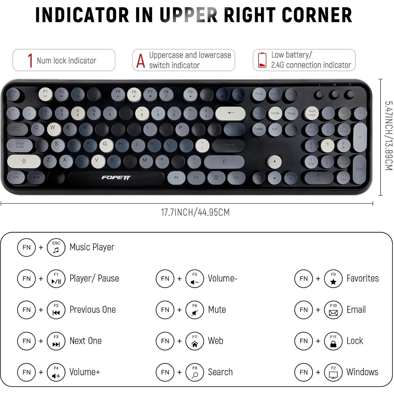 Combo Teclado y Ratón Inalámbrico FOPETT 104 Teclas Gris
