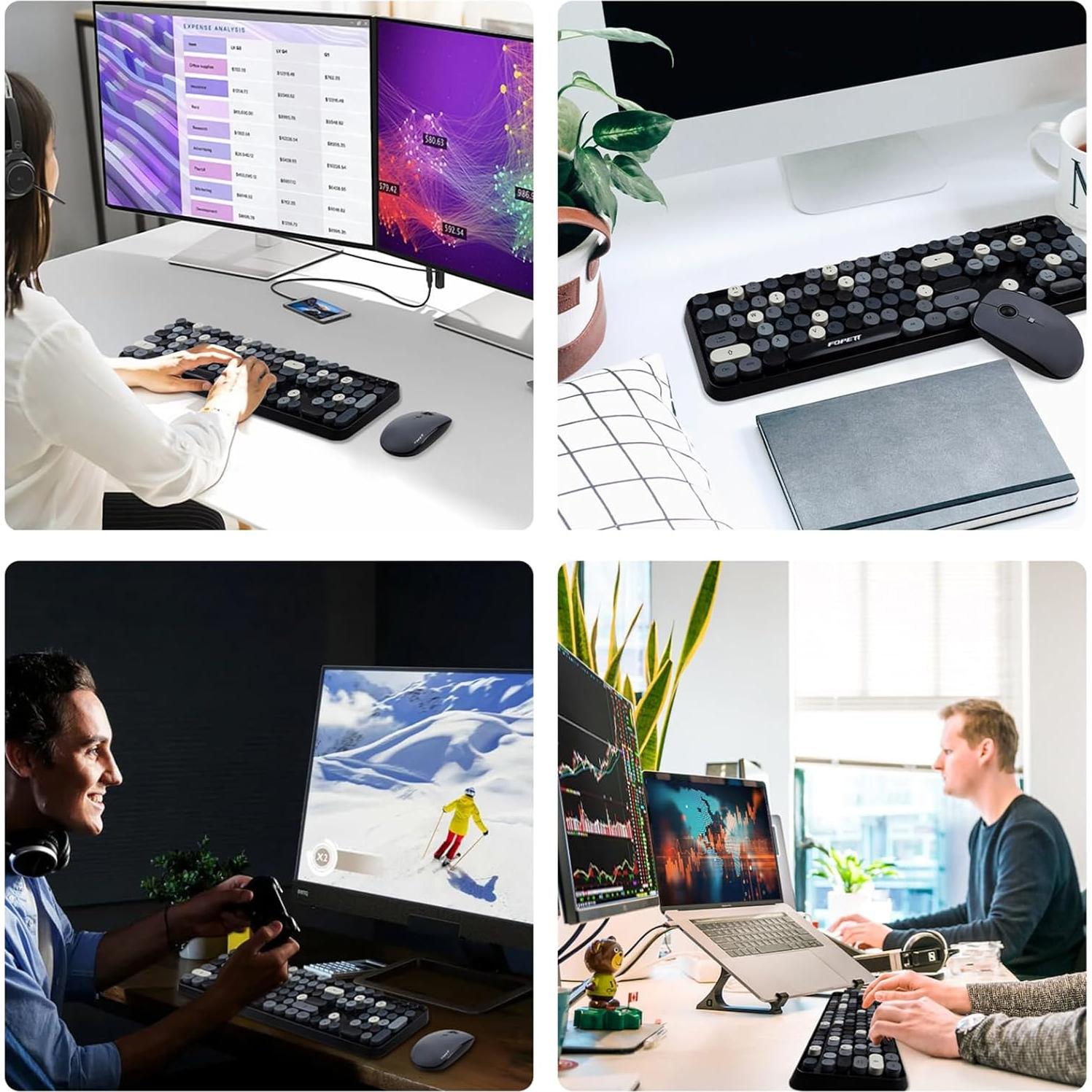 Combo Teclado y Ratón Inalámbrico FOPETT 104 Teclas Gris