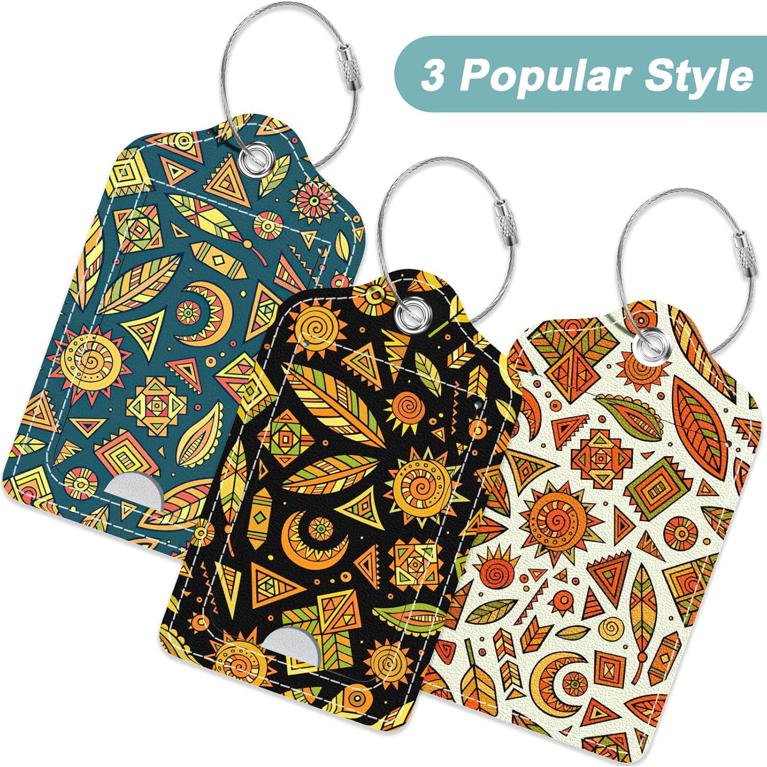 Etiquetas de Equipaje Rimilak 3 Pcs Cuero PU Datura Abstracta