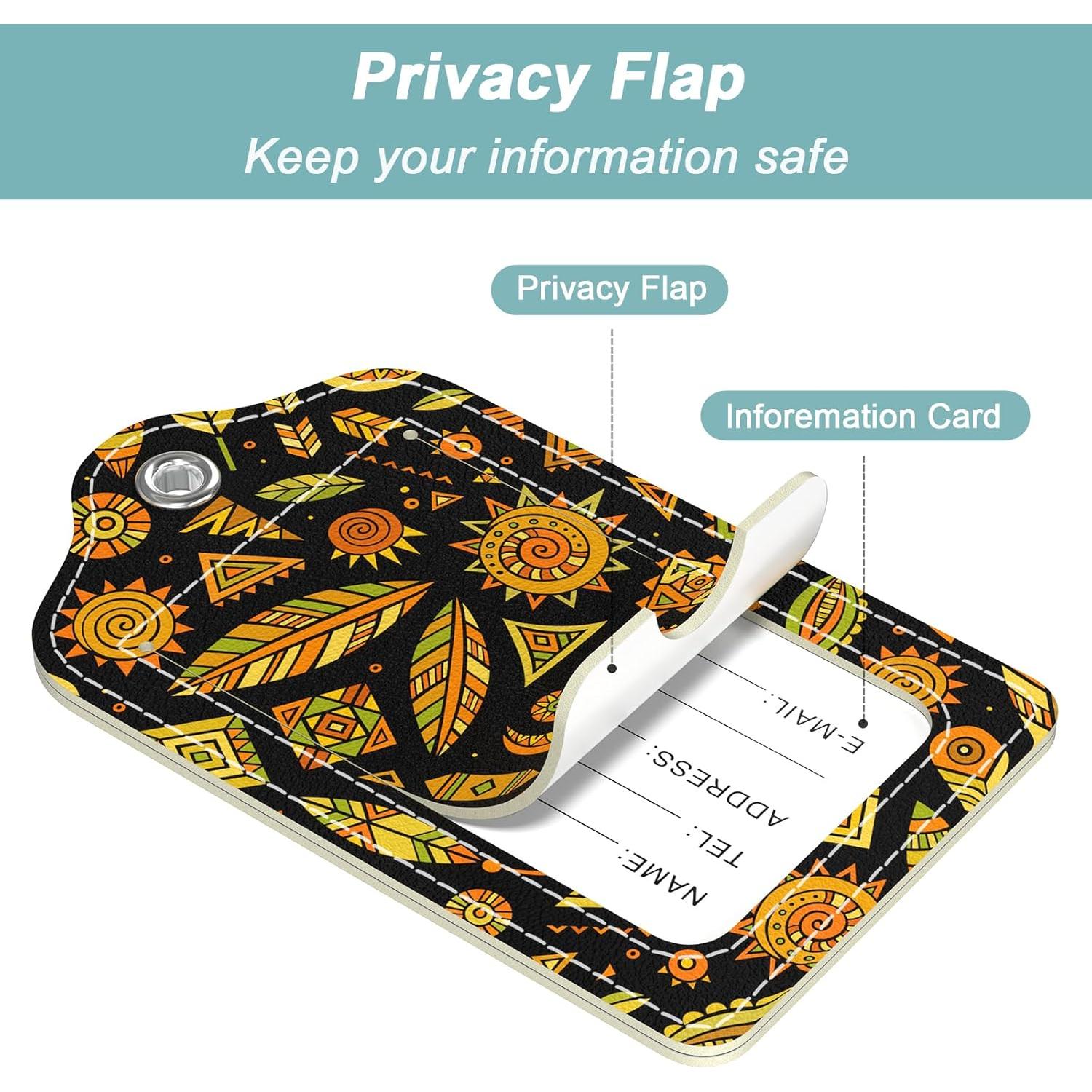 Etiquetas de Equipaje Rimilak 3 Pcs Cuero PU Datura Abstracta