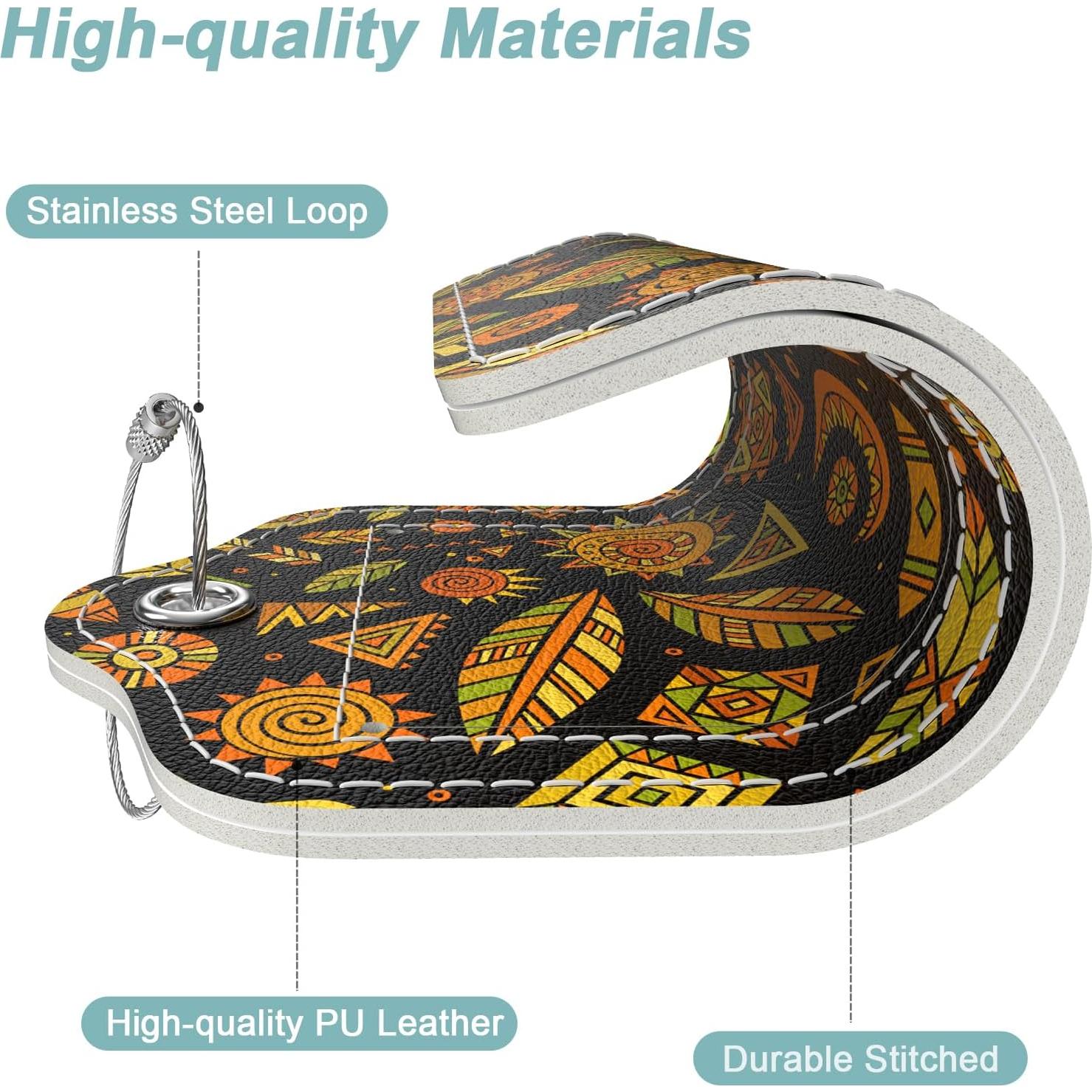 Etiquetas de Equipaje Rimilak 3 Pcs Cuero PU Datura Abstracta