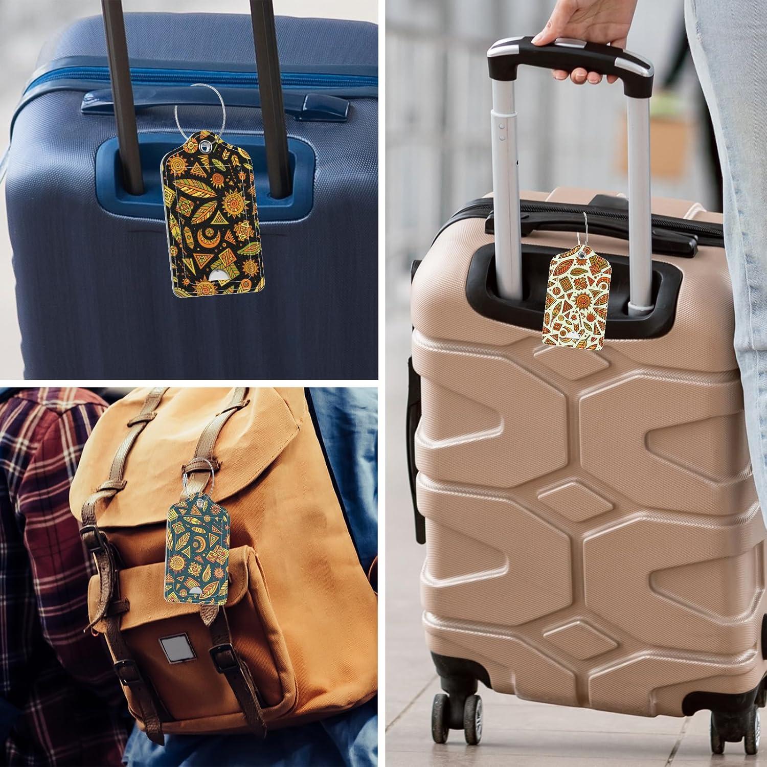 Etiquetas de Equipaje Rimilak 3 Pcs Cuero PU Datura Abstracta