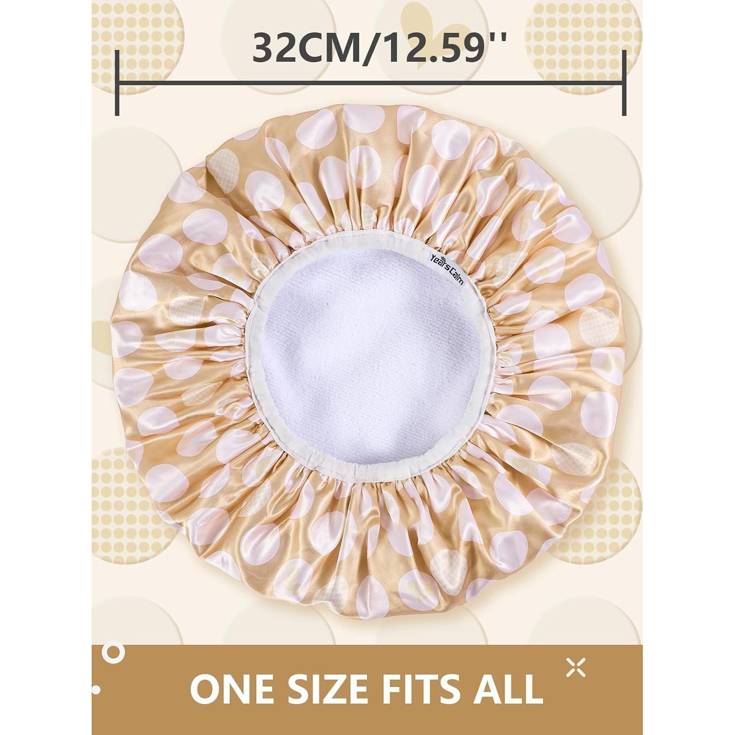 Gorro de Ducha Impermeable Años Calmados Beige Corazones