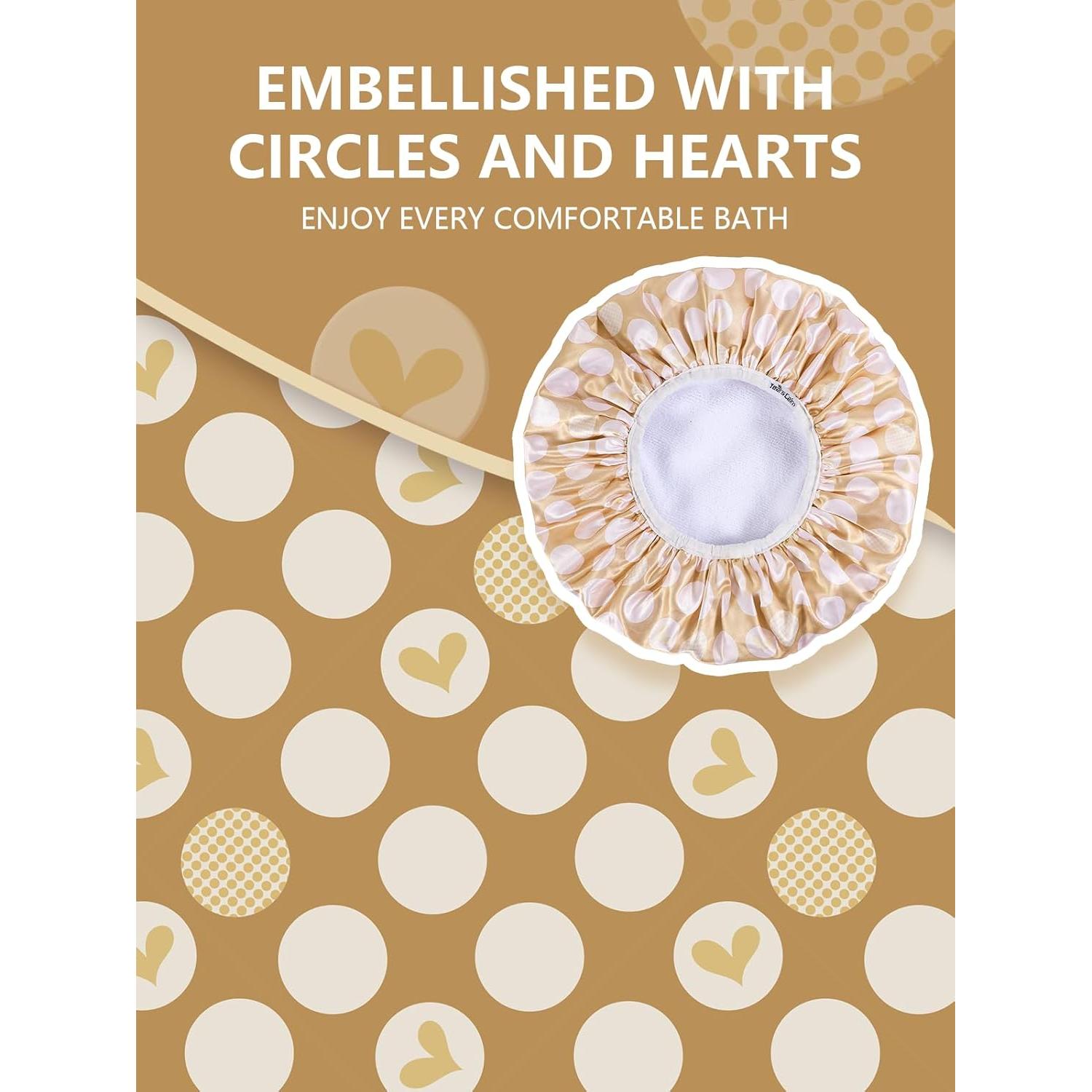 Gorro de Ducha Impermeable Años Calmados Beige Corazones