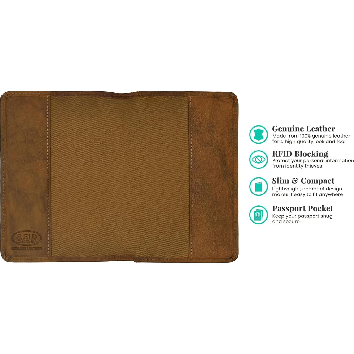 Cubierta de Pasaporte de Cuero Genuino Silla Antigua con BFR