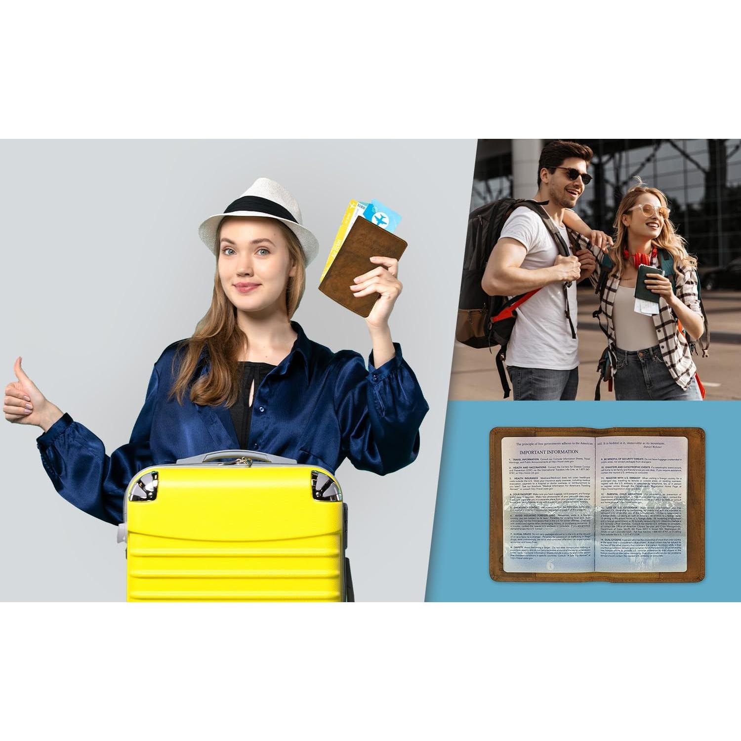 Cubierta de Pasaporte de Cuero Genuino Silla Antigua con BFR