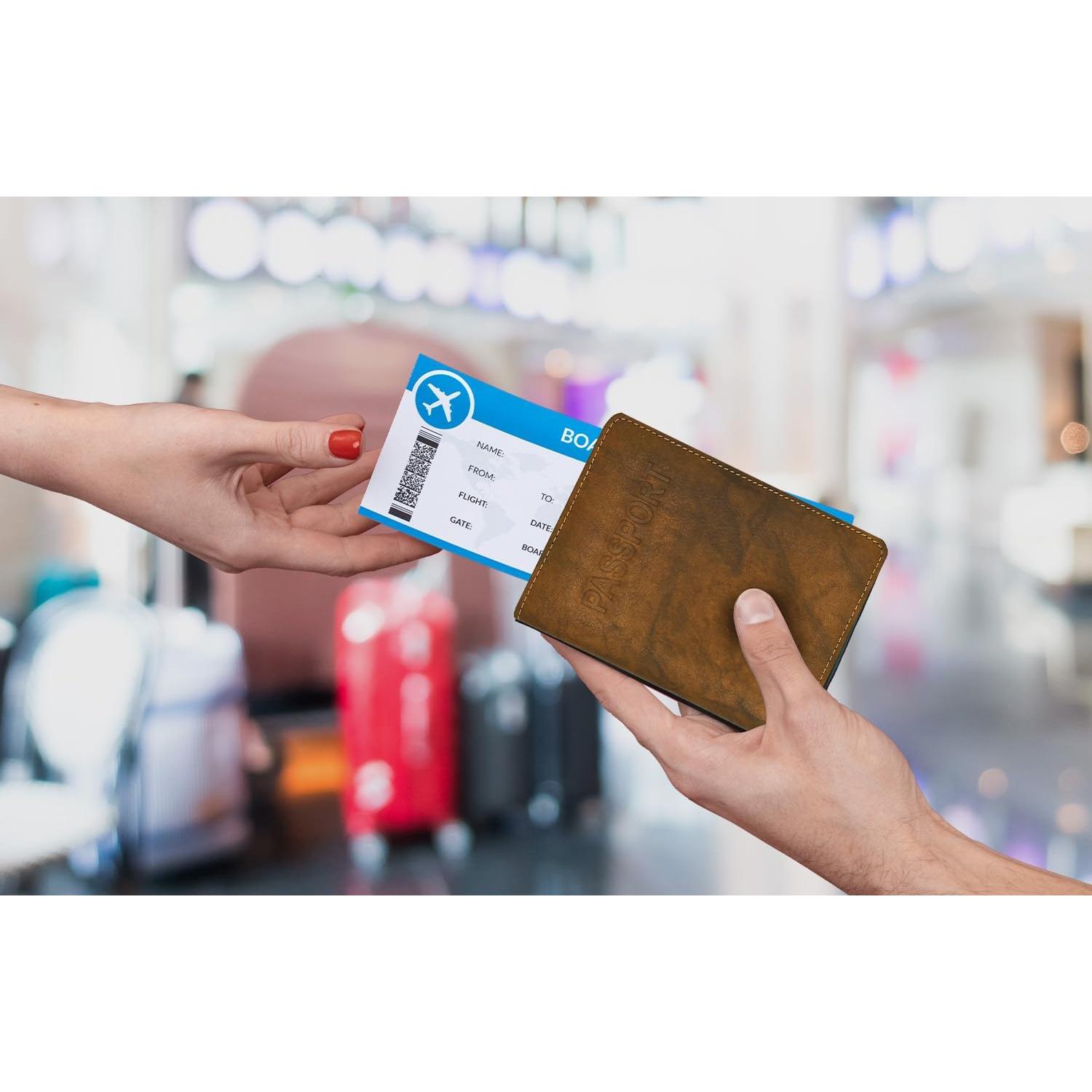 Cubierta de Pasaporte de Cuero Genuino Silla Antigua con BFR