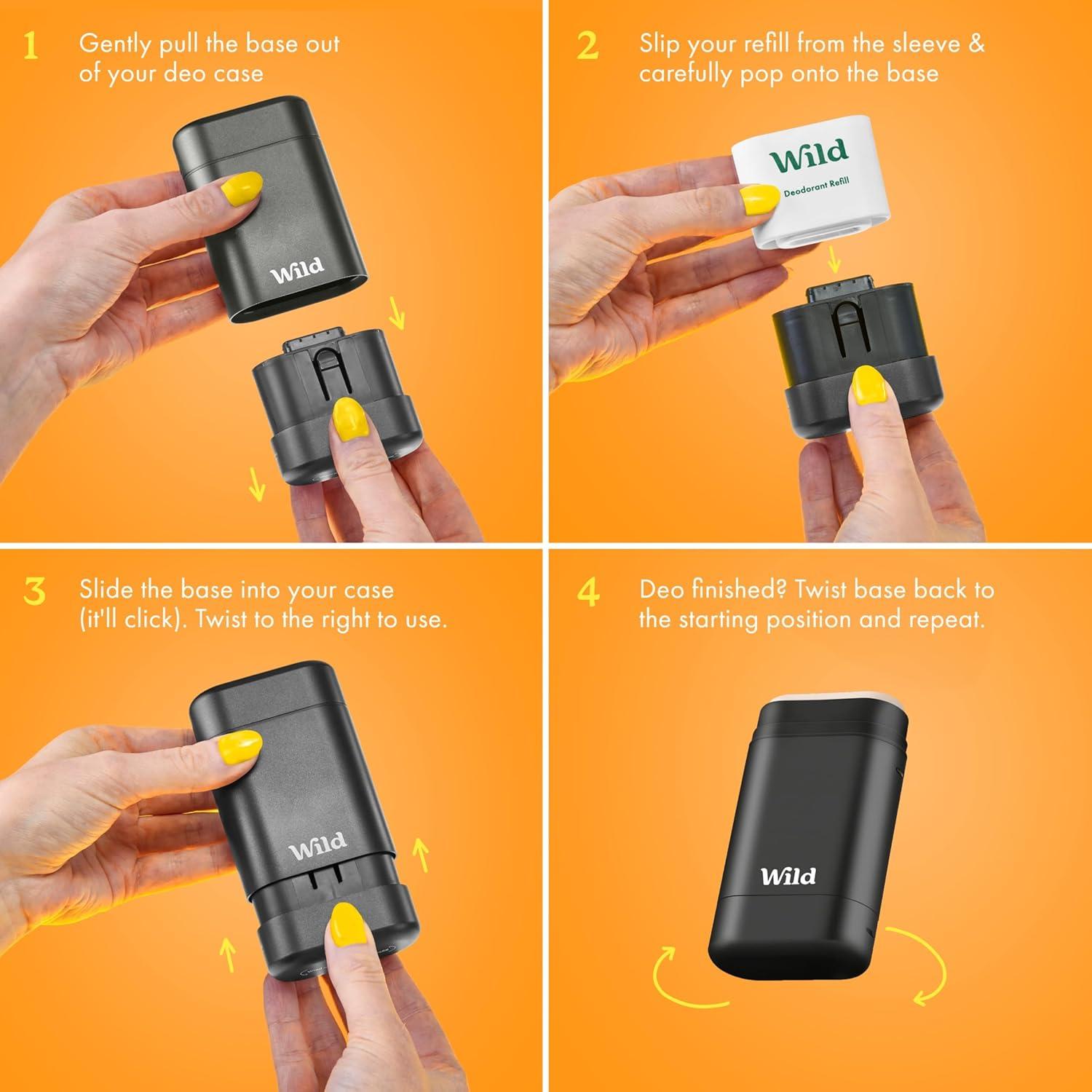 Desodorante Recargable Wild - Kit Inicio Estuche Negro 5 Aromas
