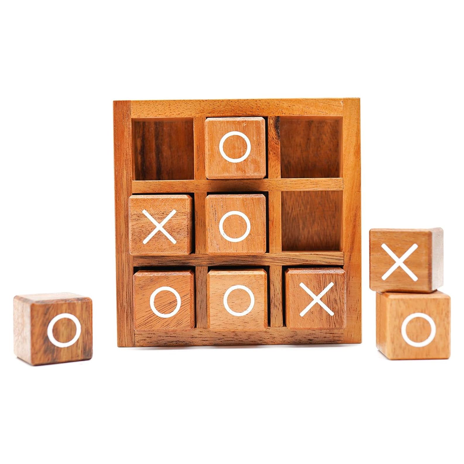 Juego de Tres en Raya de Madera BSIRI 14x14 cm - Ideal para Niños y Adultos