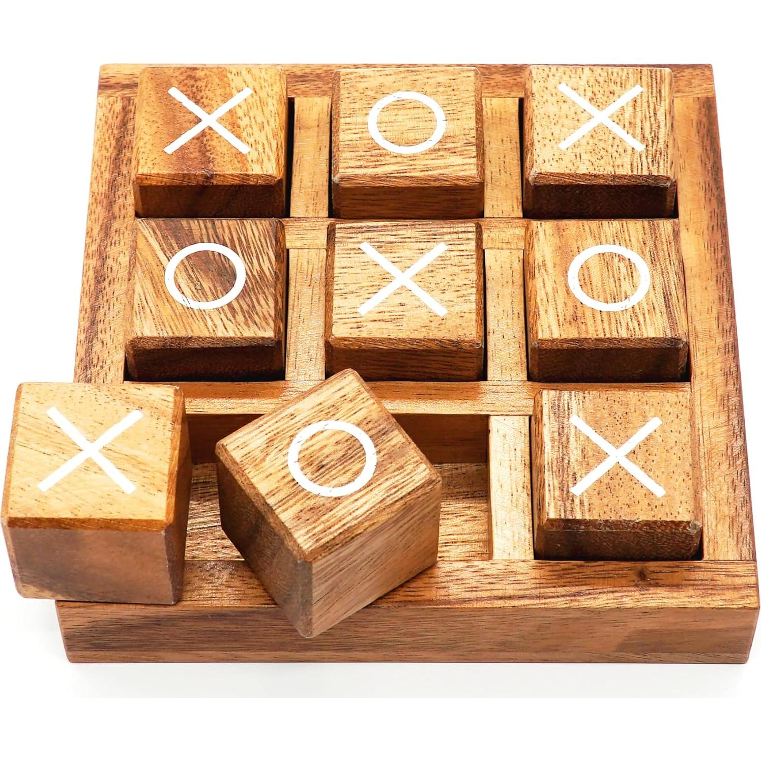 Juego de Tres en Raya de Madera BSIRI 14x14 cm - Ideal para Niños y Adultos