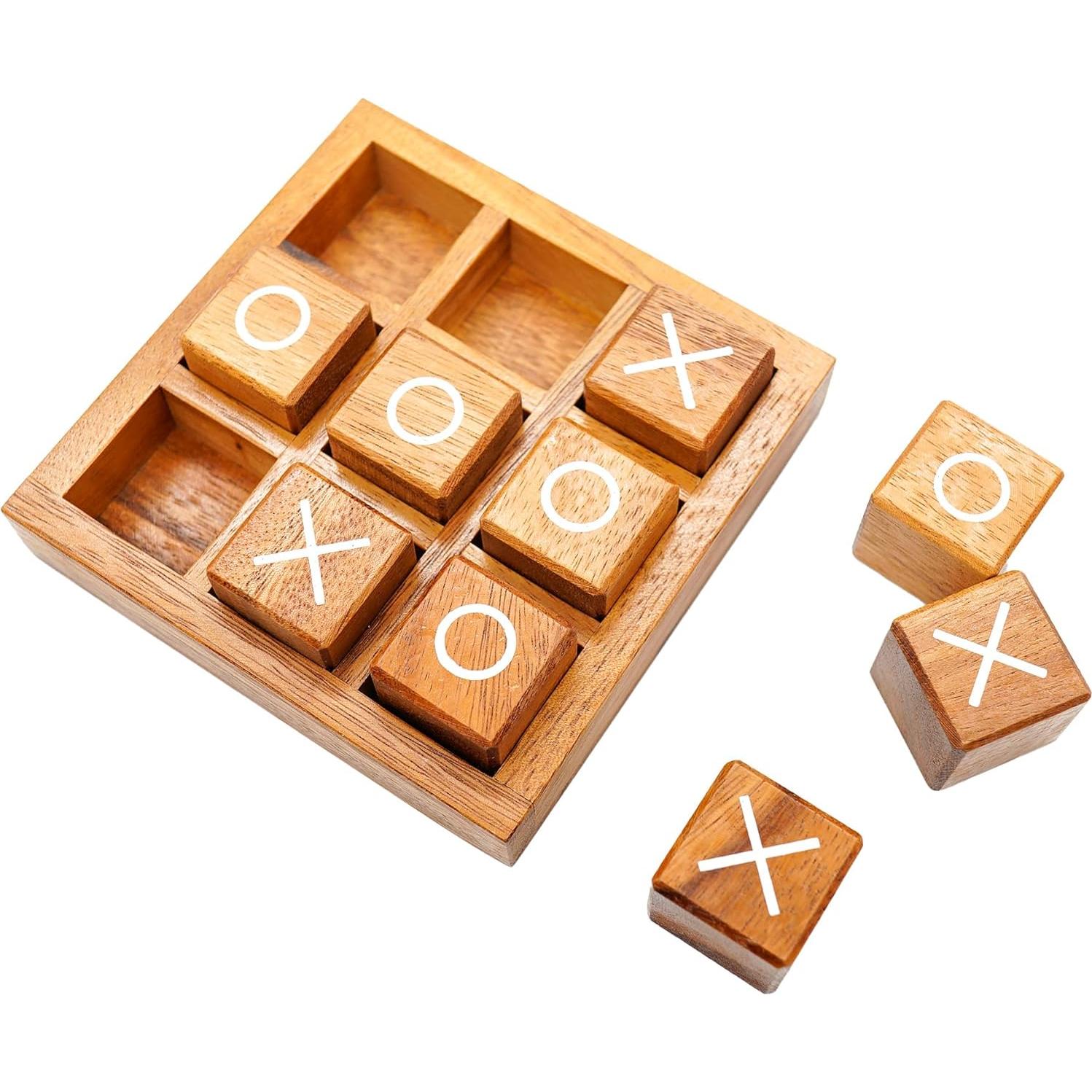 Juego de Tres en Raya de Madera BSIRI 14x14 cm - Ideal para Niños y Adultos