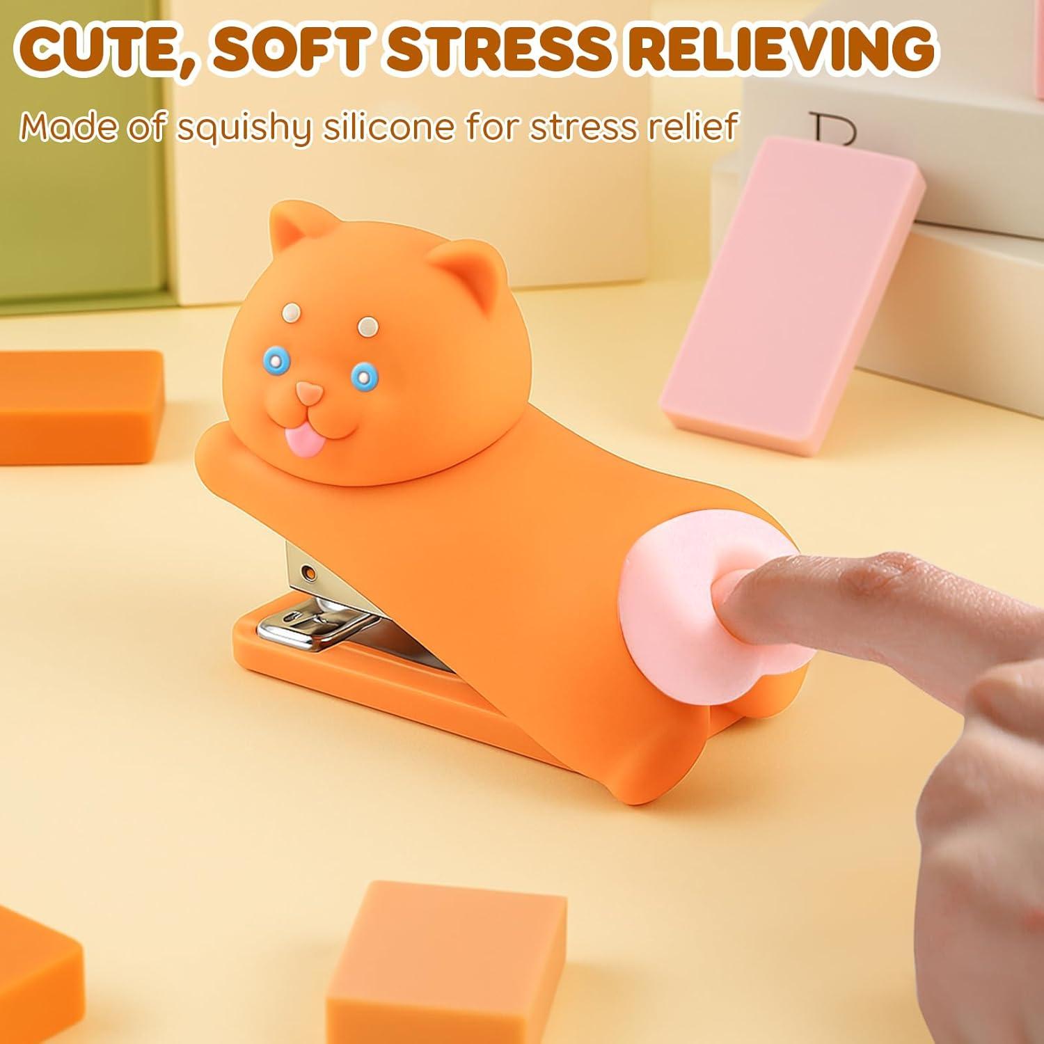 Grapadora de Silicona Honagu Anaranjada para Oficina y Estudiantes