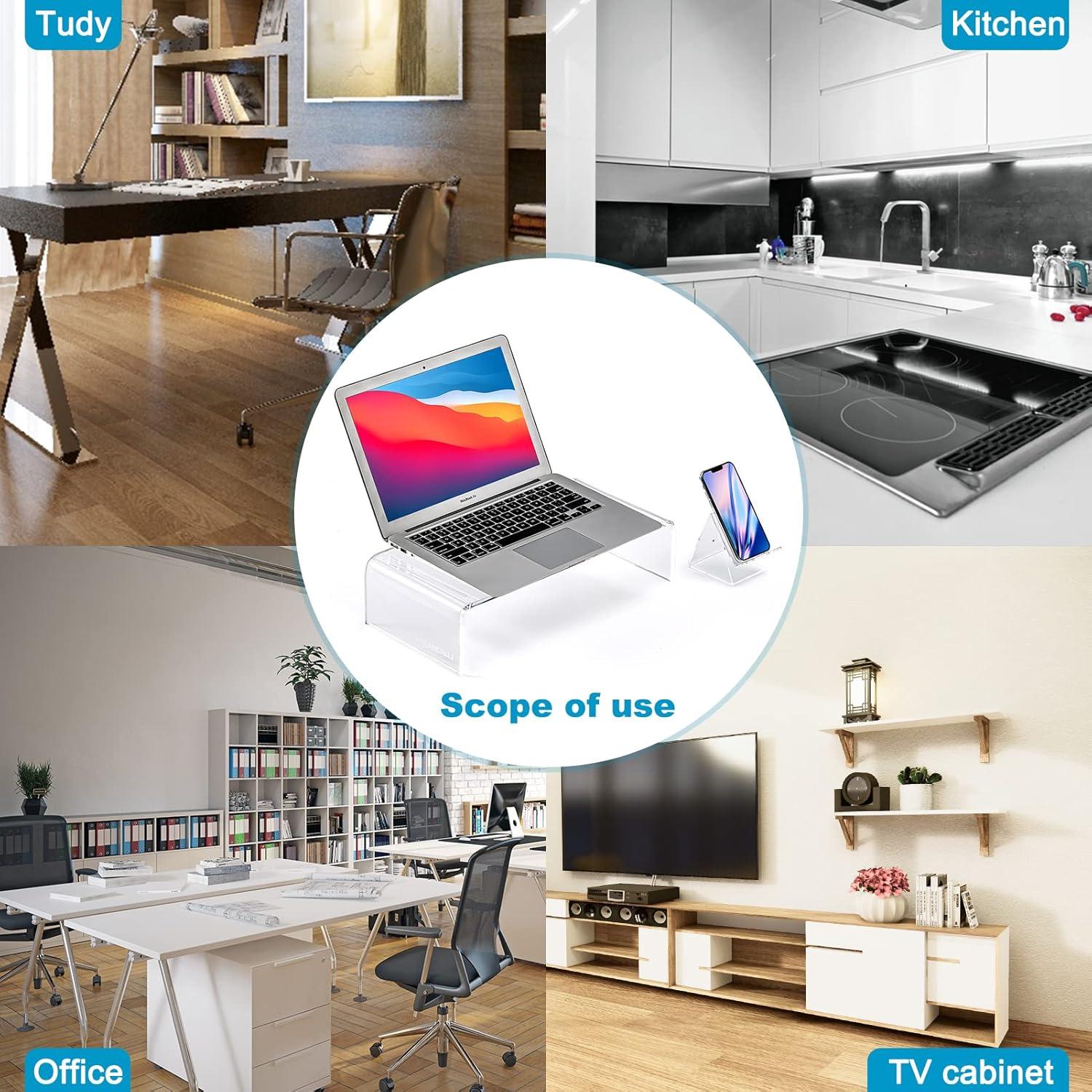 Soporte de Monitor Acrílico KMANDLU 40.64x22.86 cm Ergonómico