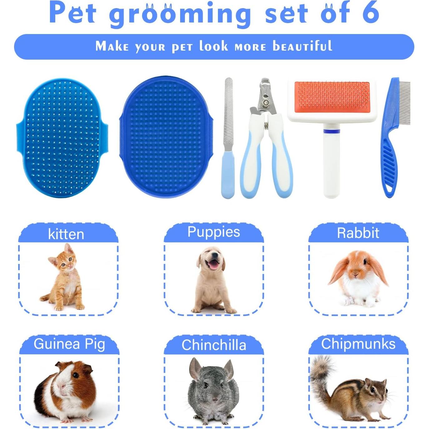 Kit de Cuidado de Mascotas Crafterlife 6 Piezas para Conejos y Gatos