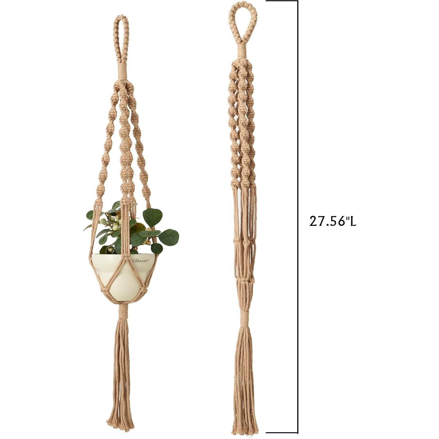 Soportes de Plantas de Macramé Nashibowu 70 cm 2 Pcs Interior Exterior