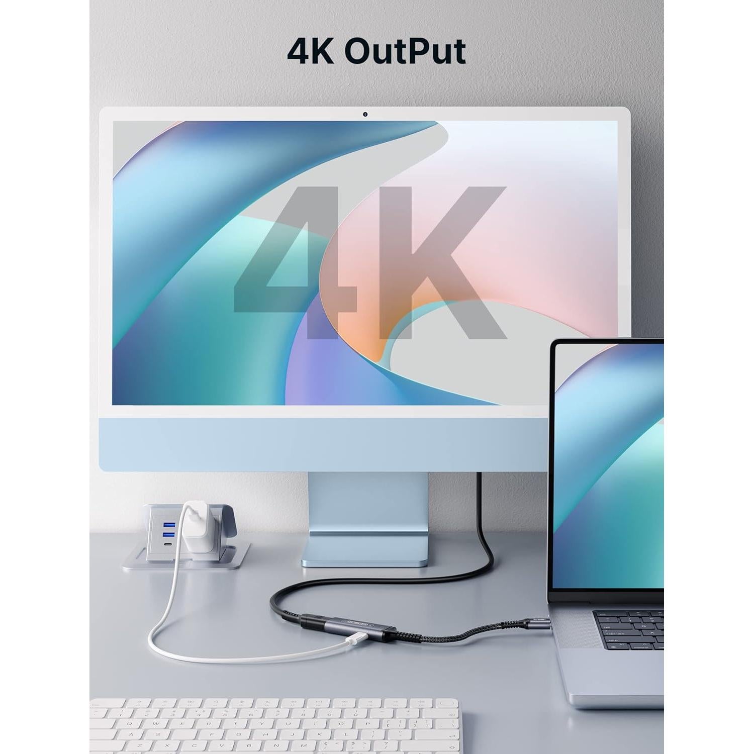 JSAUX USB C to HDMI with PD Charger Adapter, 2-in-1 Type C to HDMI 4K@30Hz/100W Charging Compatible with iPhone 16 Pro/Pro Max/16/16 Plus/15 Pro Max,Samsung S24/S23,MacBook,Dell,Steam Deck,ROG Ally