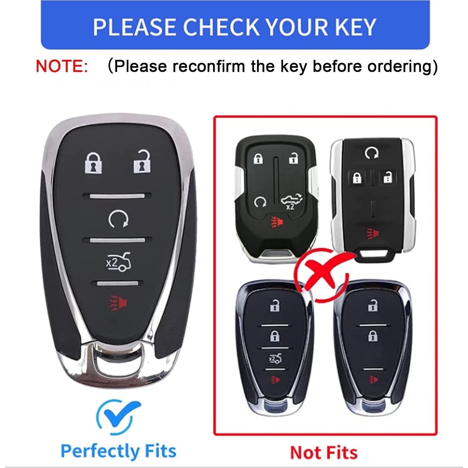 Cubierta de Llave Chevy 2016-2021 TPU Suave 5 Botones Negra