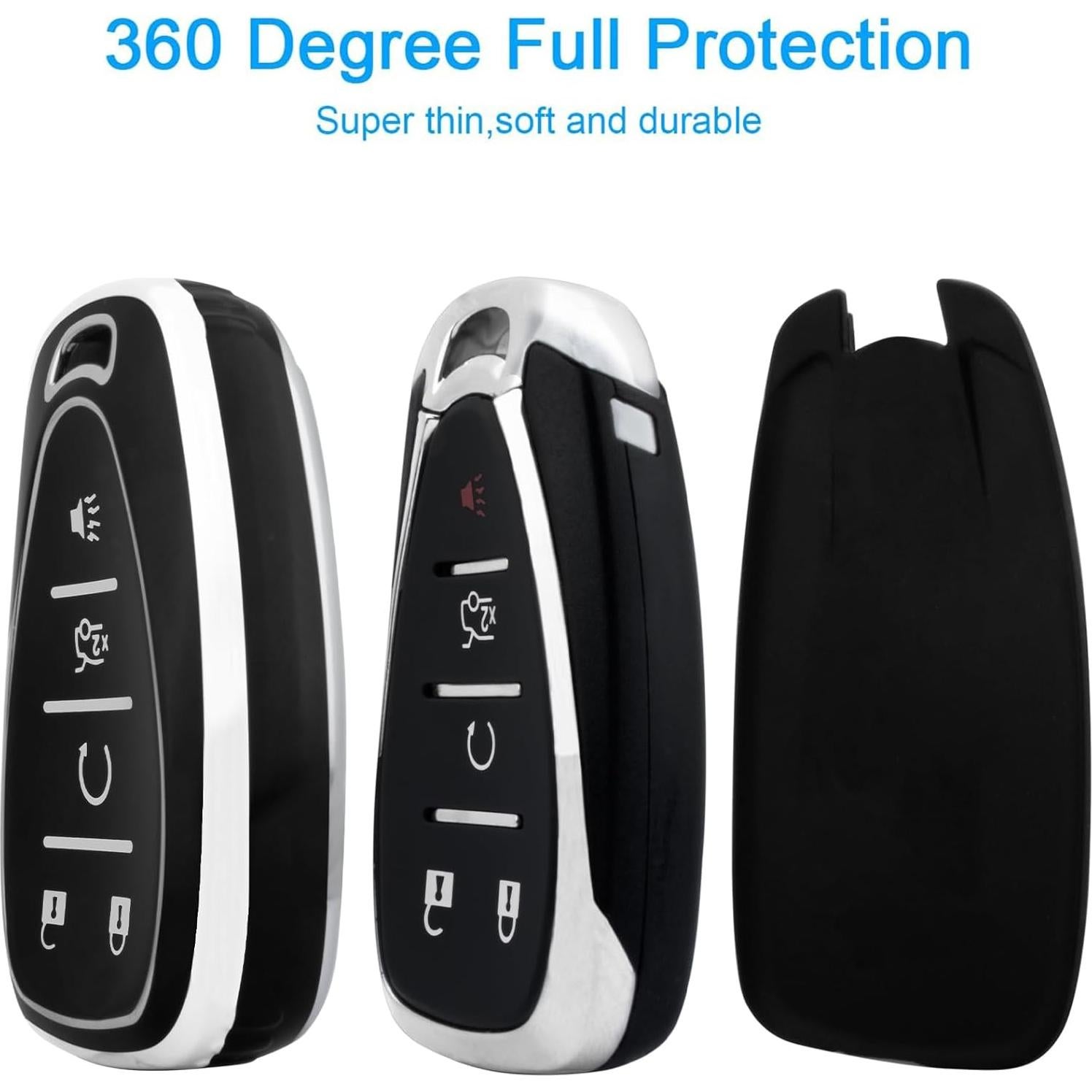 Cubierta de Llave Chevy 2016-2021 TPU Suave 5 Botones Negra