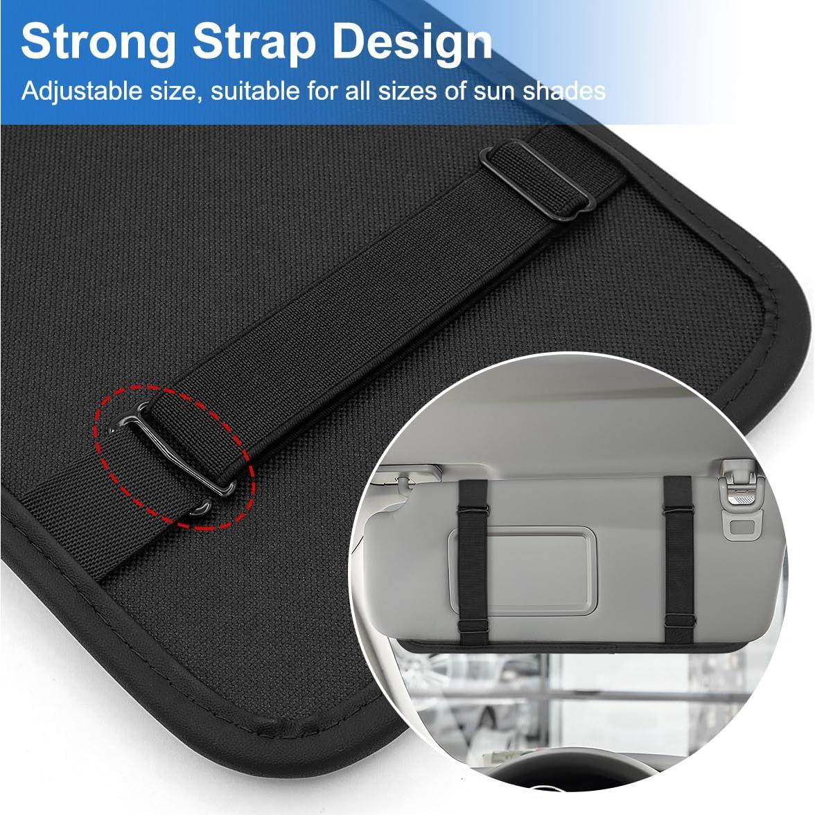 Organizador de Visera Solar HADEEONG Negro - Almacenamiento para Automóvil