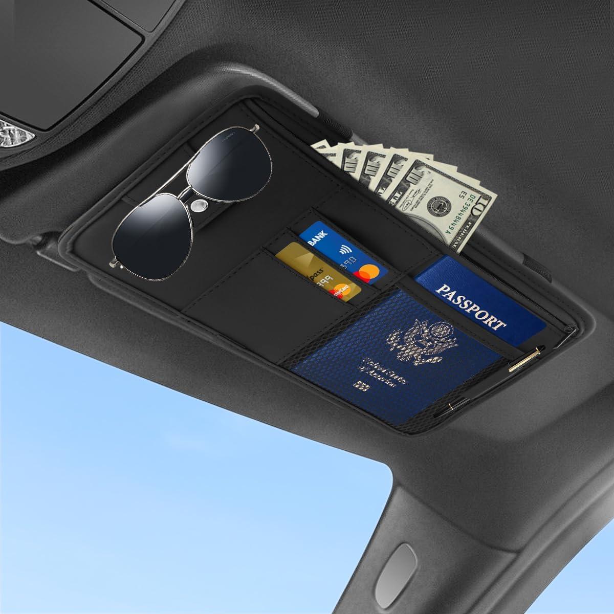 Organizador de Visera Solar HADEEONG Negro - Almacenamiento para Automóvil