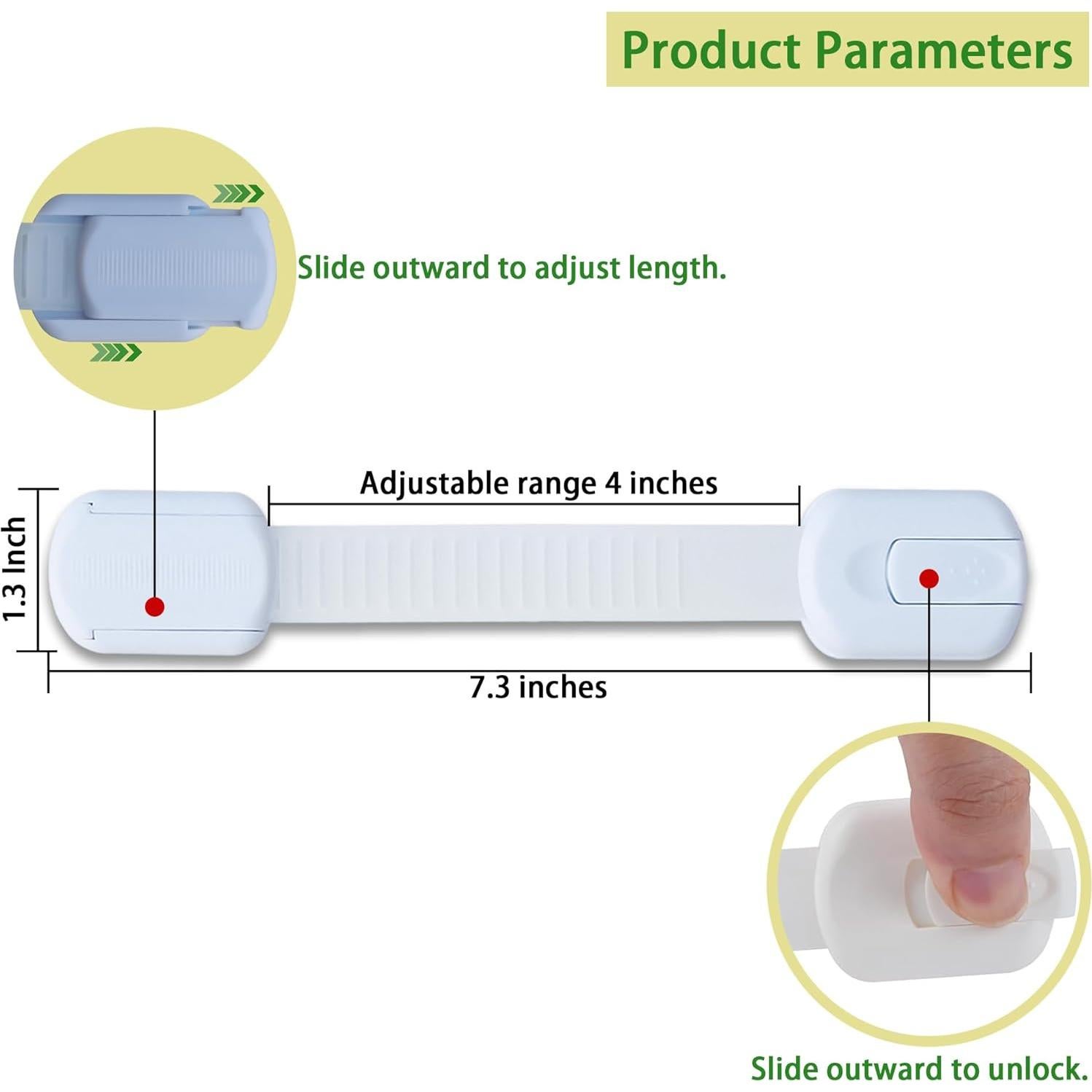 Cerraduras de Gabinete Chengcan - 2 Piezas Ajustables Blancas