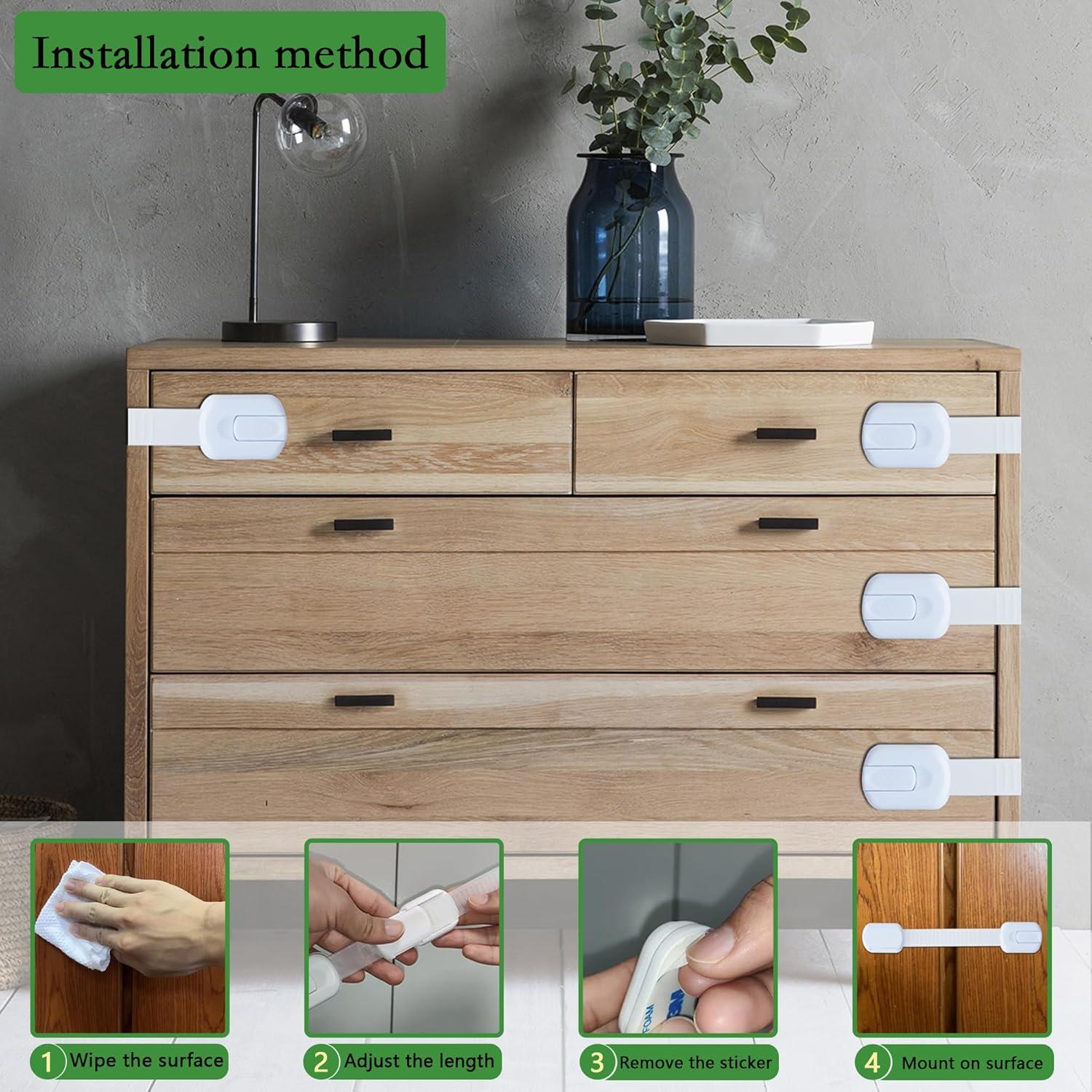 Cerraduras de Gabinete Chengcan - 2 Piezas Ajustables Blancas