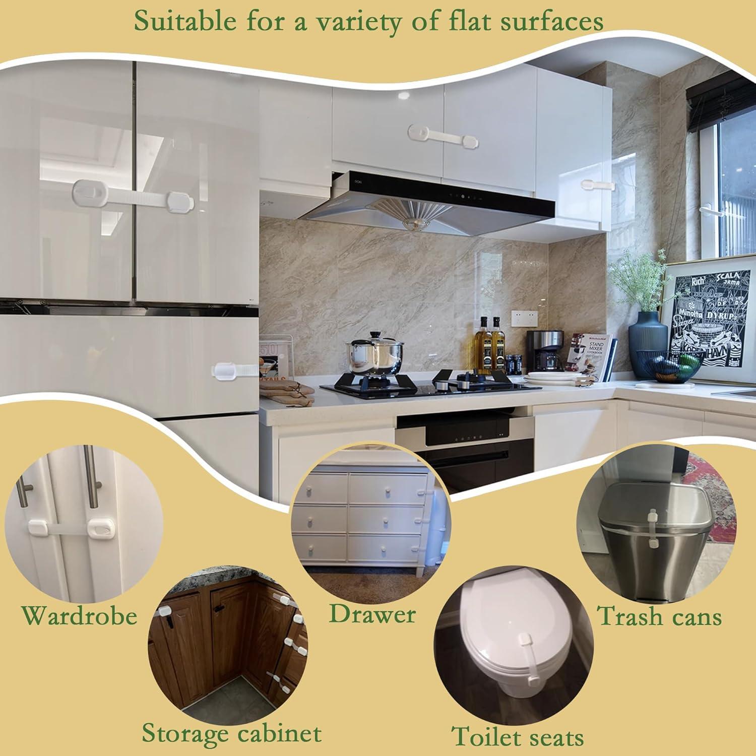 Cerraduras de Gabinete Chengcan - 2 Piezas Ajustables Blancas