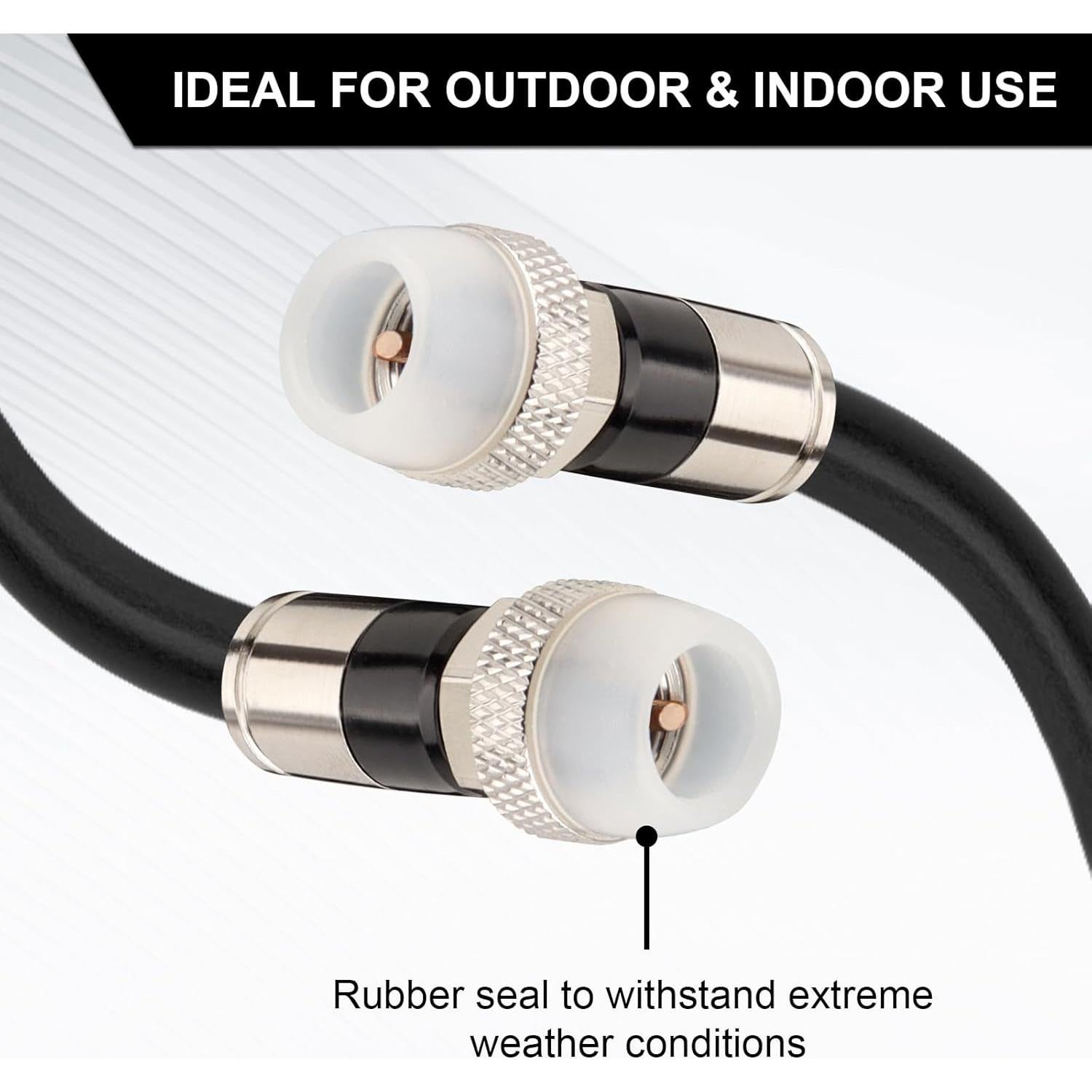 Cable Coaxial RG6 3.05m MOOKEERF Impermeable para TV e Internet