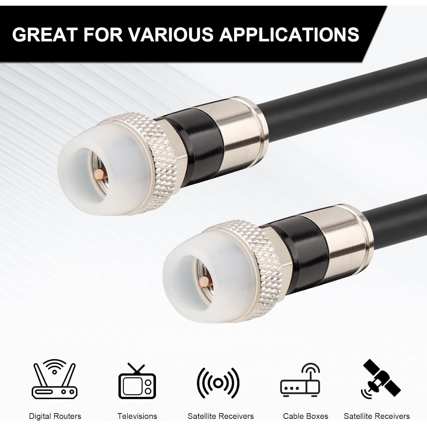 Cable Coaxial RG6 3.05m MOOKEERF Impermeable para TV e Internet