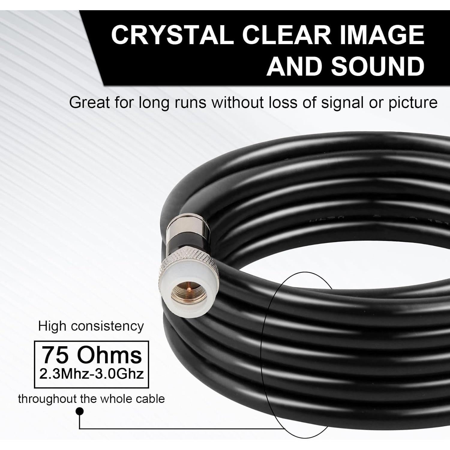 Cable Coaxial RG6 3.05m MOOKEERF Impermeable para TV e Internet