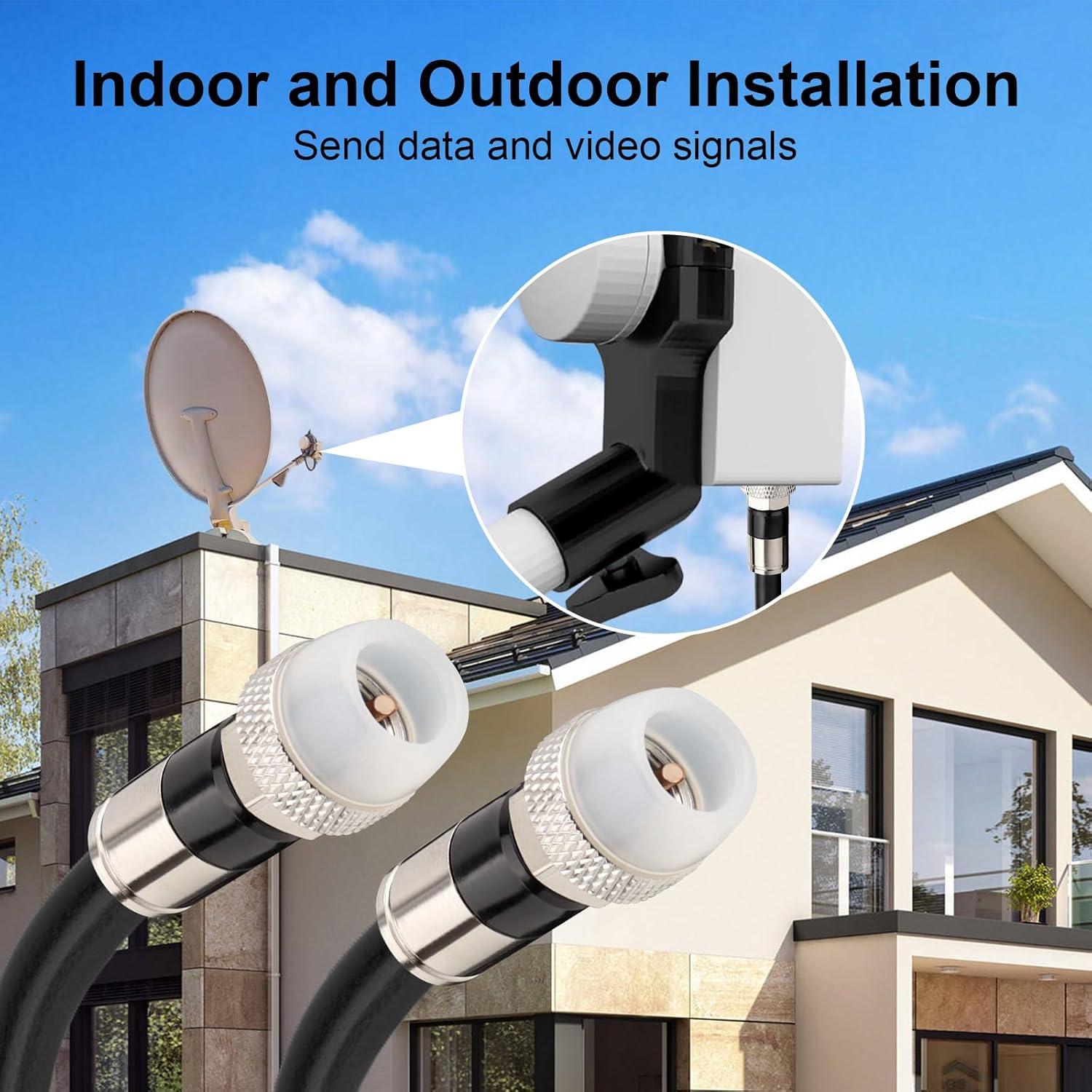 Cable Coaxial RG6 3.05m MOOKEERF Impermeable para TV e Internet