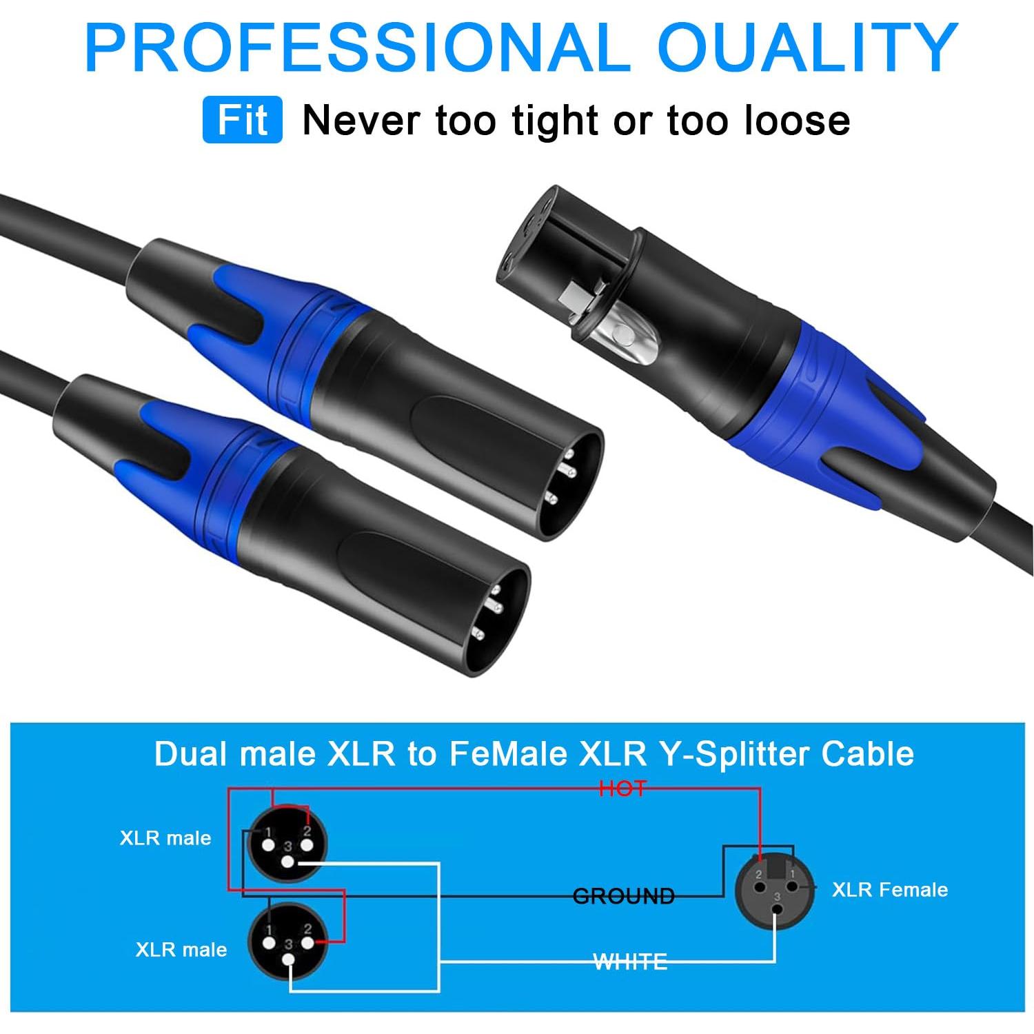 Cable XLR Macho a Doble Hembra 30 cm Seefeful - Audio Balanceado
