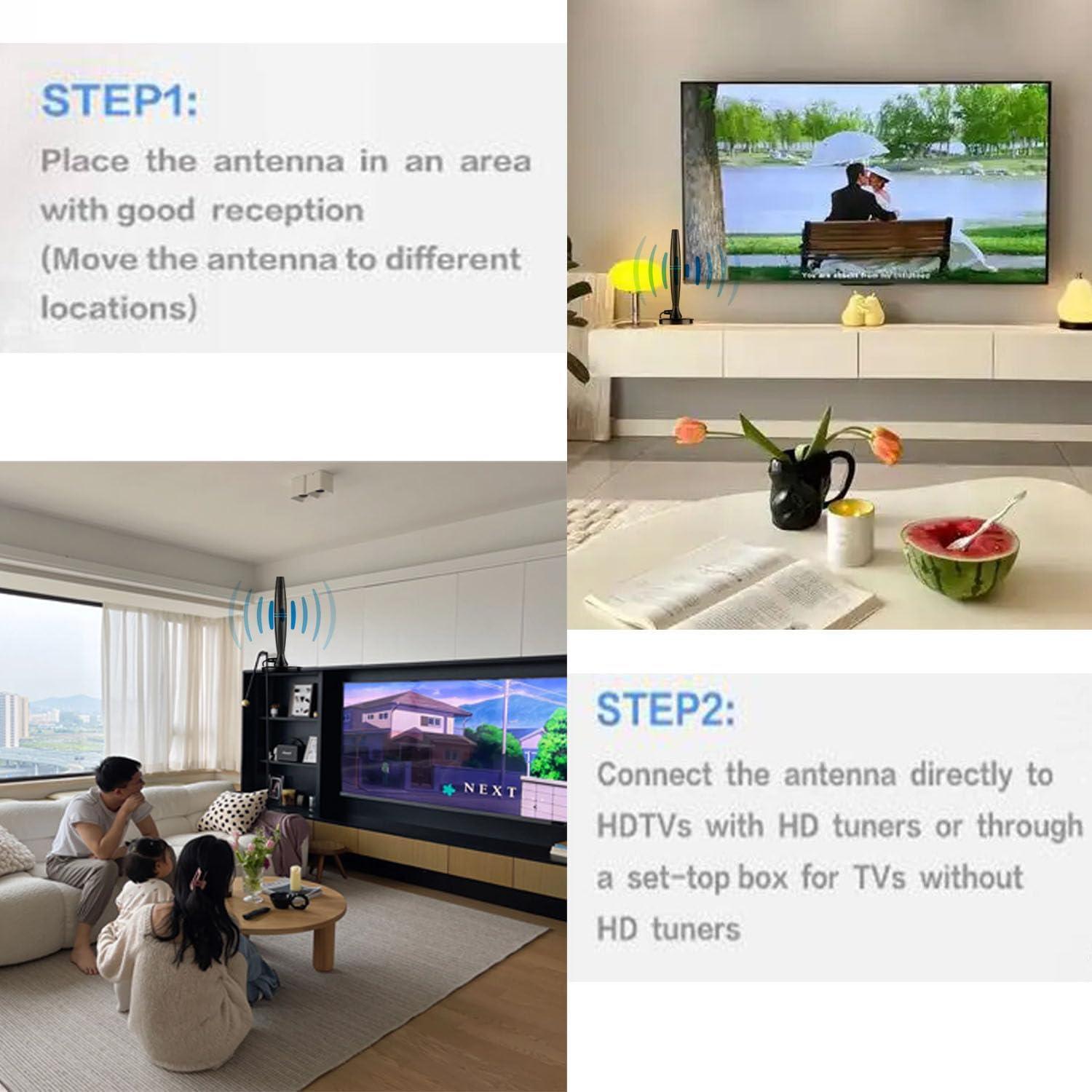 Antena de TV Digital QTGAME 4K 1080p Interior y Exterior