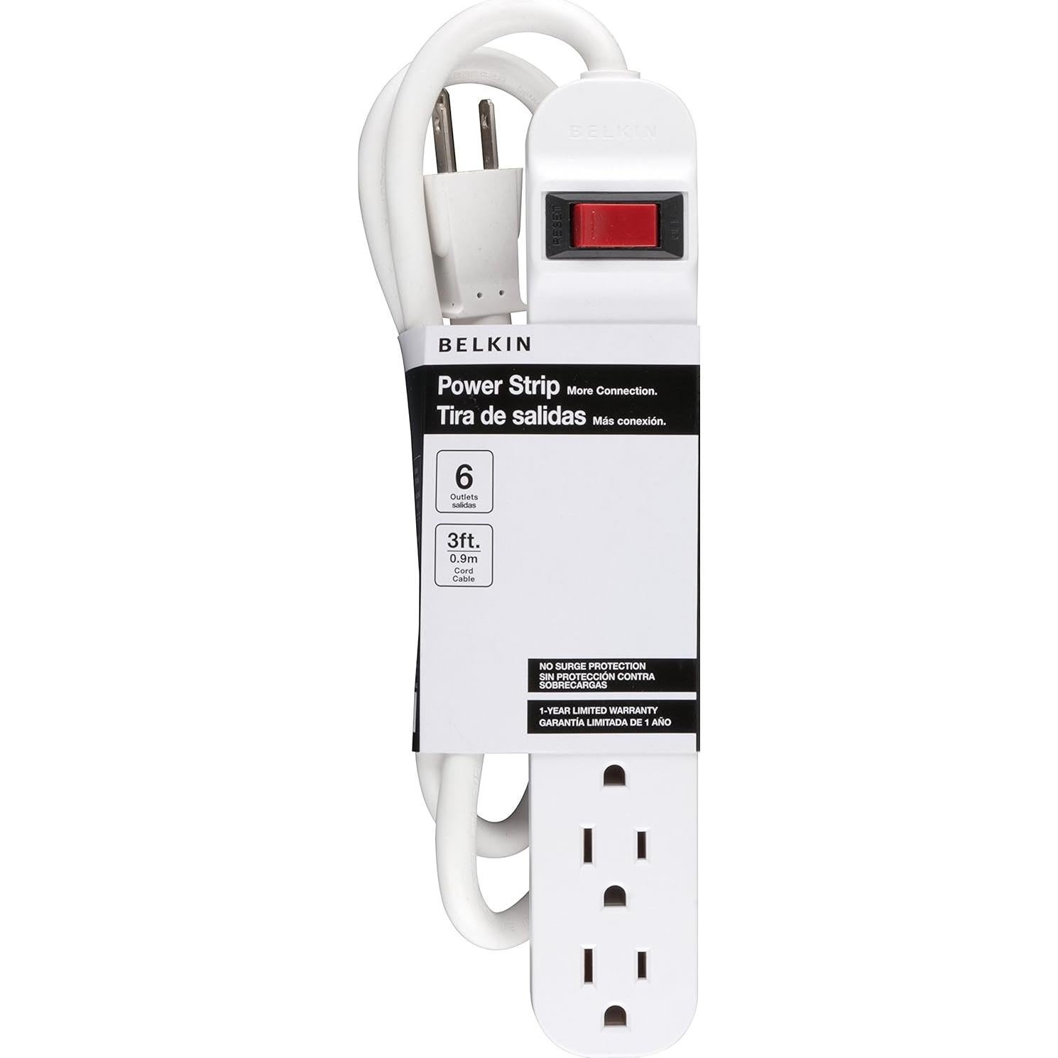 Regleta Belkin de 6 Salidas con Cable de 0.91m Blanca