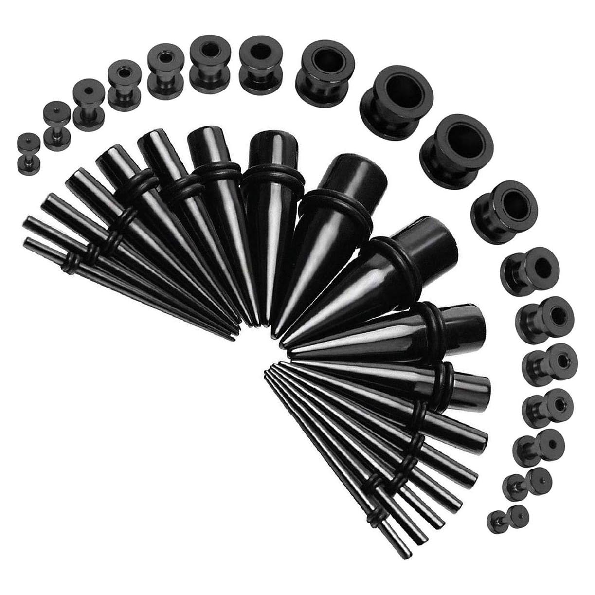 Kit de Estiramiento de Orejas CABBE KALLO 36 Piezas 14G-00G Acero Quirúrgico