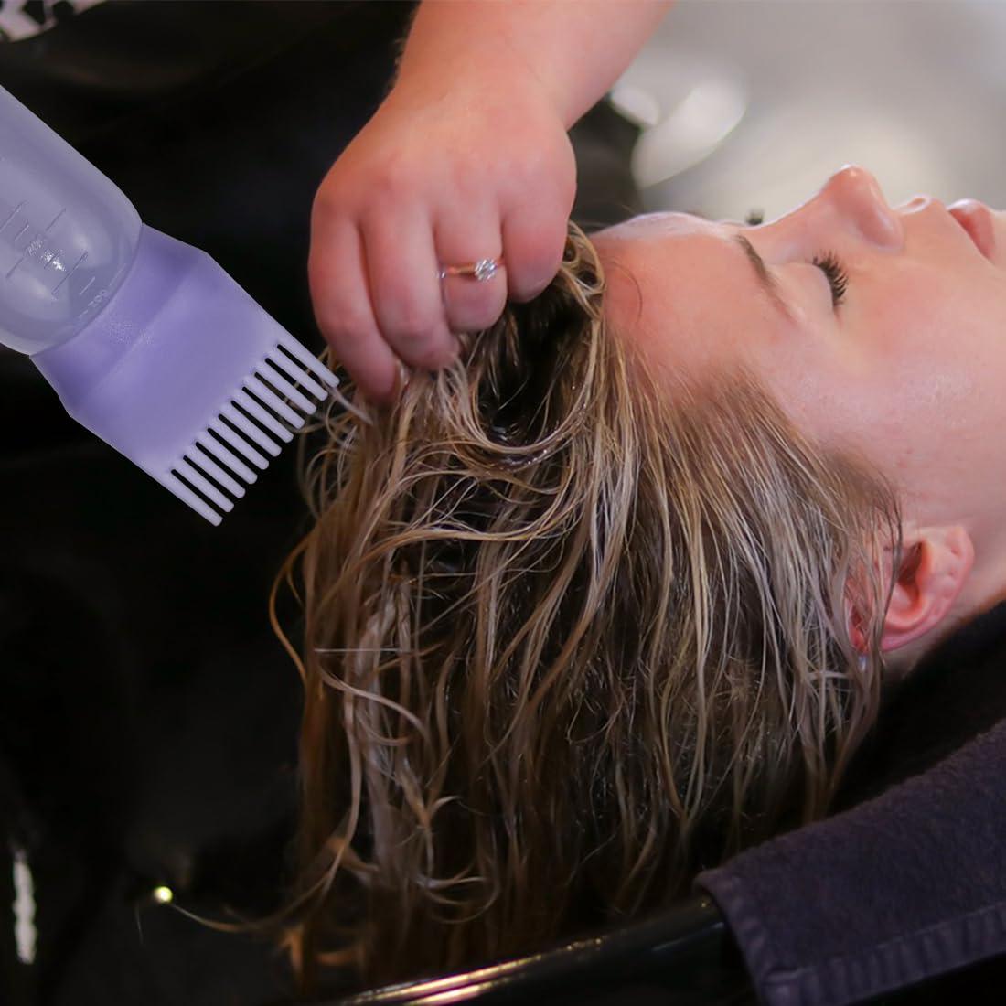 Paquete de 4 Botellas Aplicadoras de Aceite para Cabello FZWONVUC