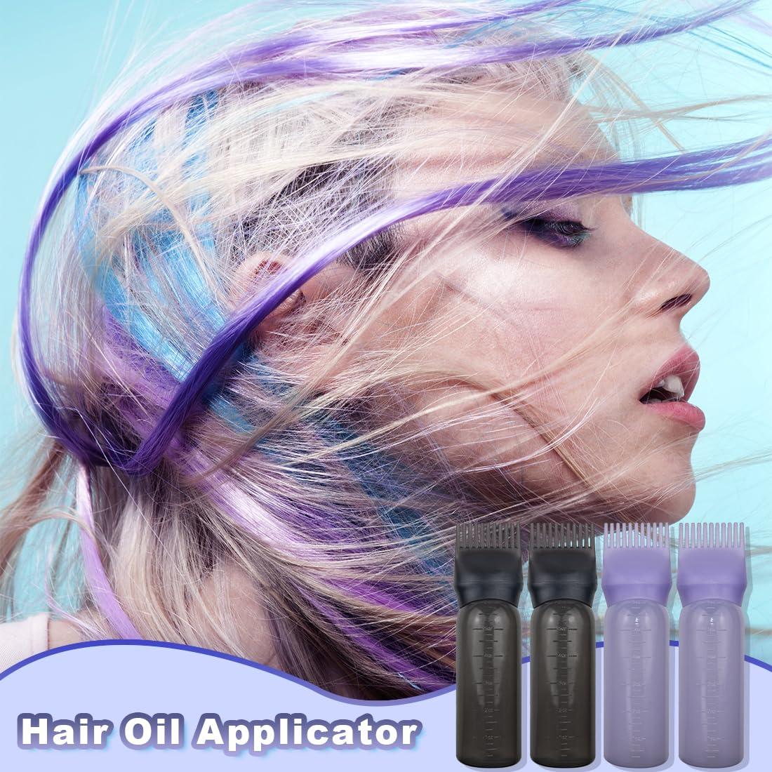 Paquete de 4 Botellas Aplicadoras de Aceite para Cabello FZWONVUC