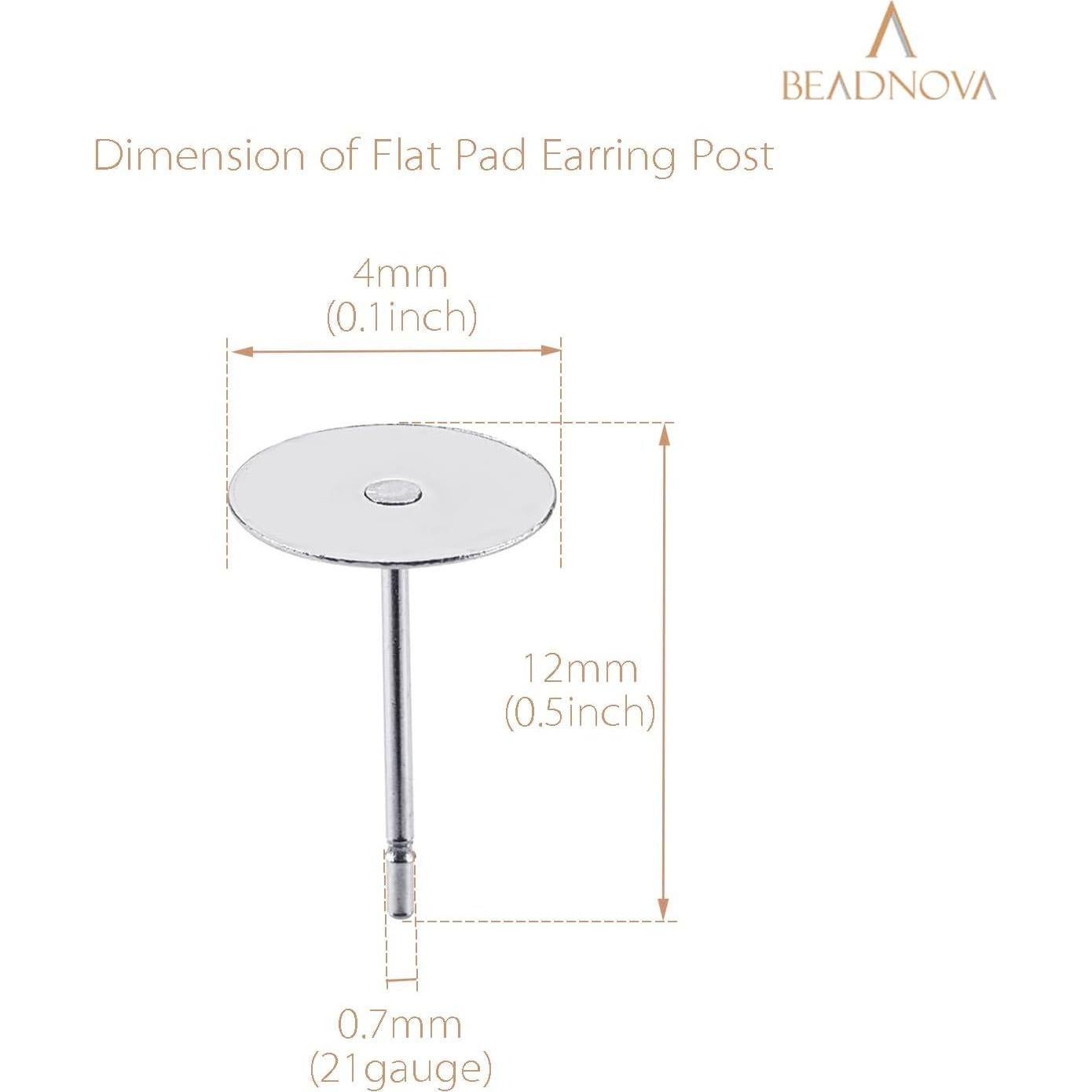 Aretes Hipoalergénicos BEADNOVA 120pcs 4mm Acero Inoxidable