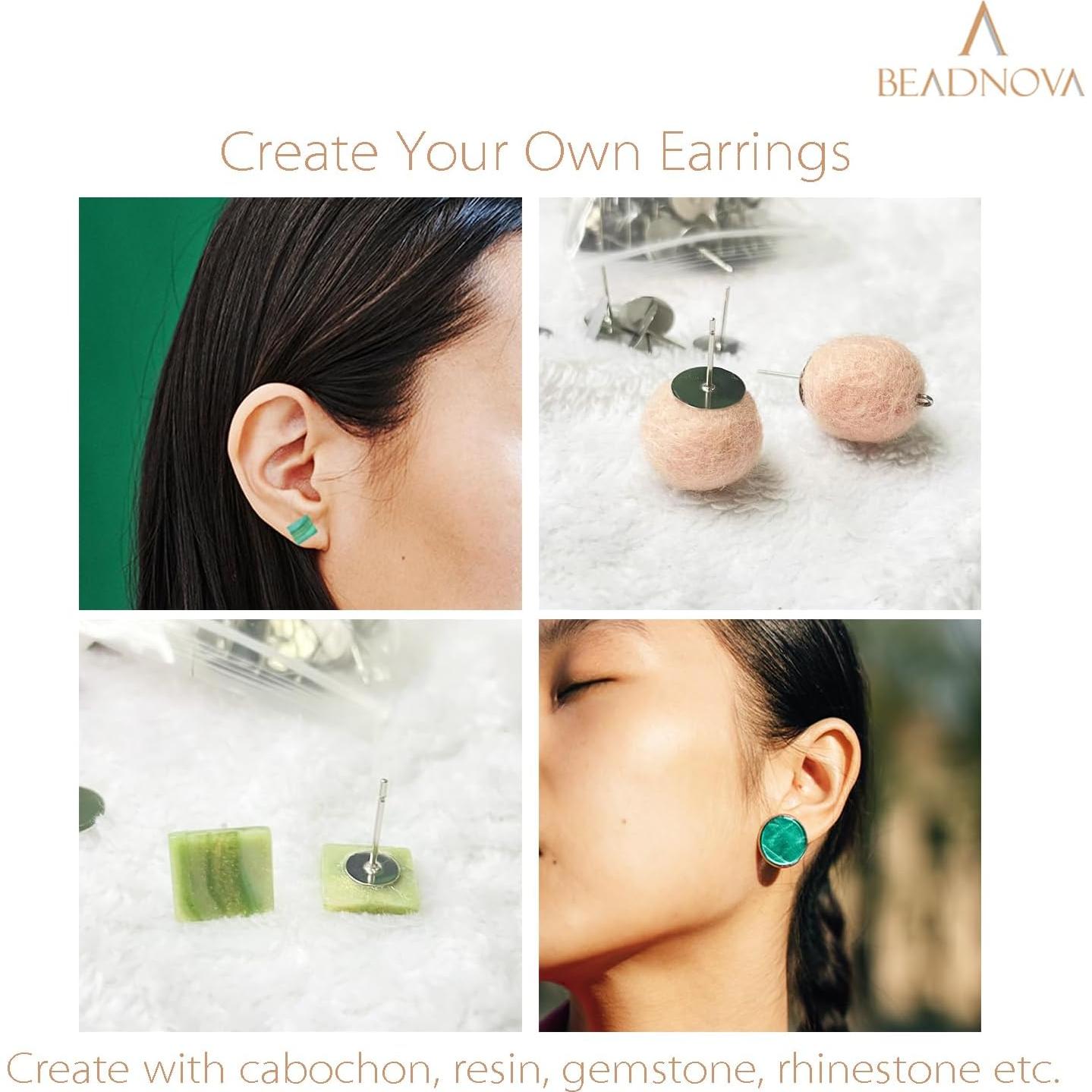 Aretes Hipoalergénicos BEADNOVA 120pcs 4mm Acero Inoxidable