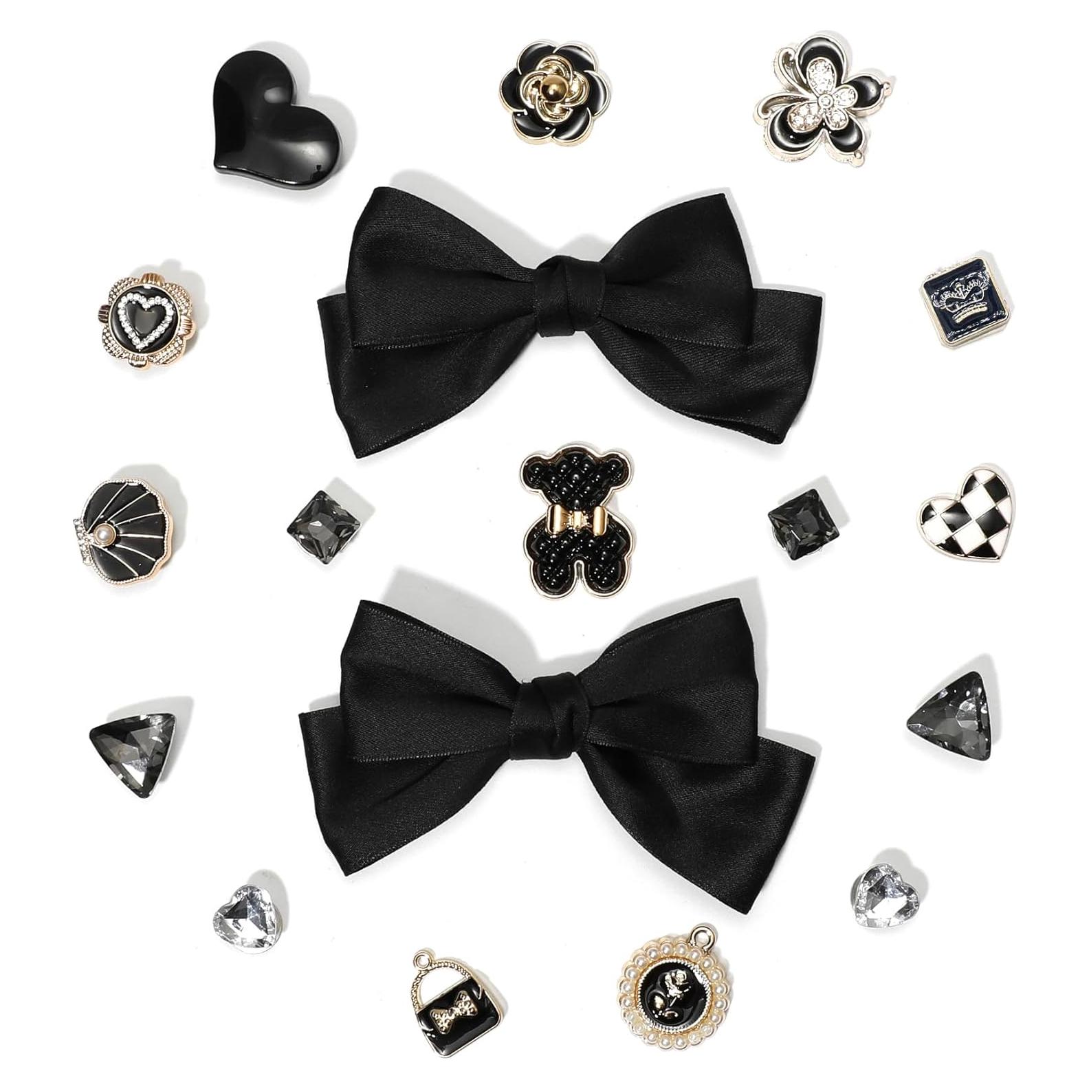 18 Piezas Accesorios de Encantos para Zapatos Mujeres - Lazos y Brillantes