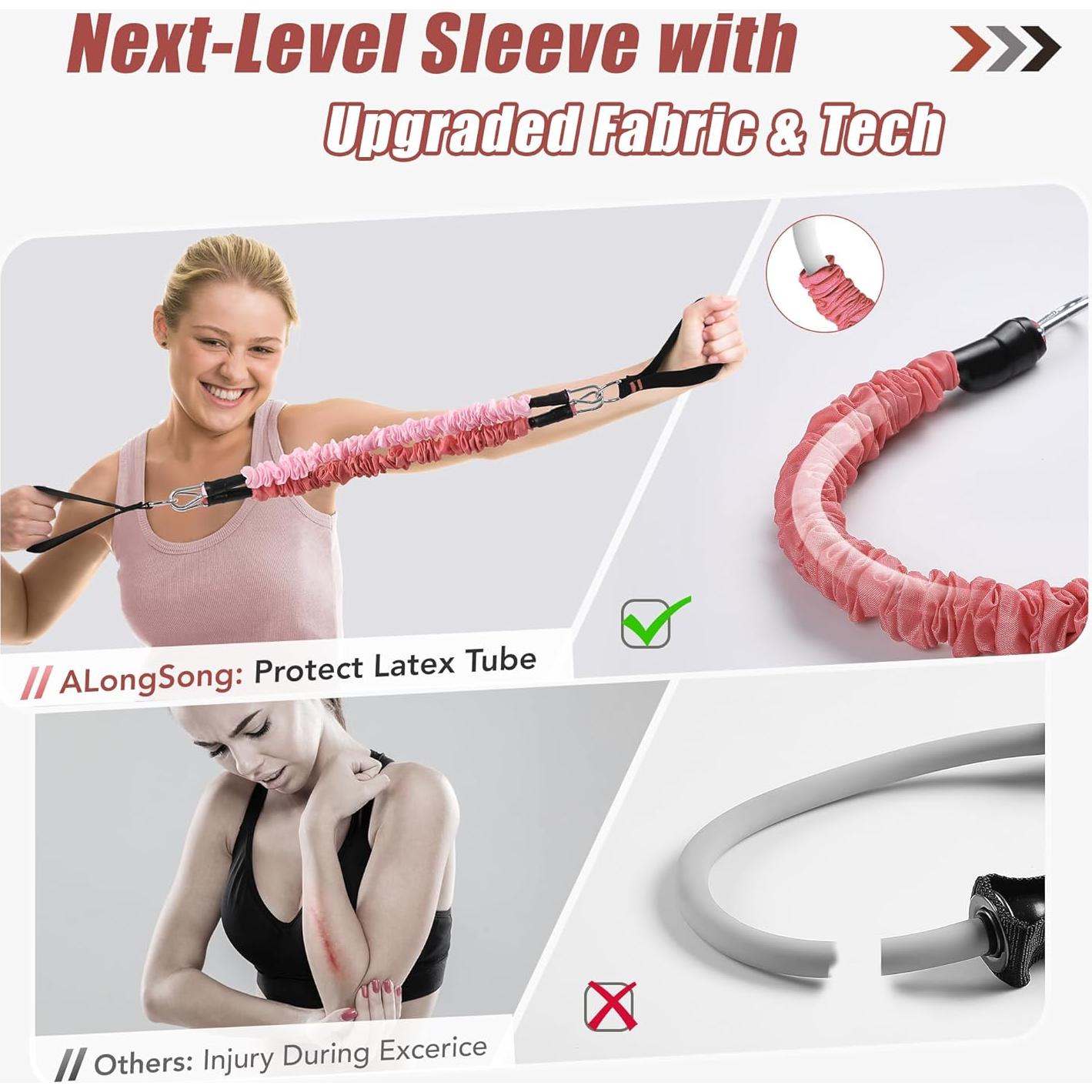 Pilates Equipment Pilates Bar Kit with 6 Fabric Wrapped Resistance Bands 20-180LBS for Women & Men Home Gym Exercise Fitness Full-Body Workouts Multifunctional Yoga Pilates Stick