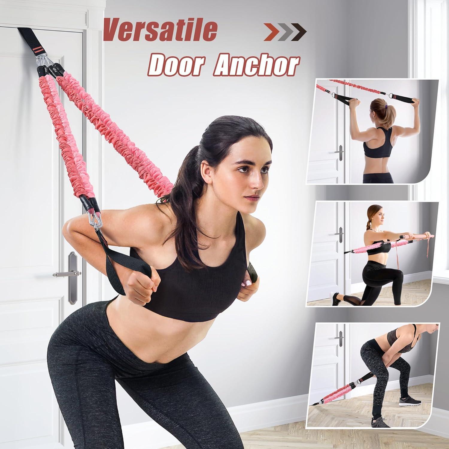 Pilates Equipment Pilates Bar Kit with 6 Fabric Wrapped Resistance Bands 20-180LBS for Women & Men Home Gym Exercise Fitness Full-Body Workouts Multifunctional Yoga Pilates Stick