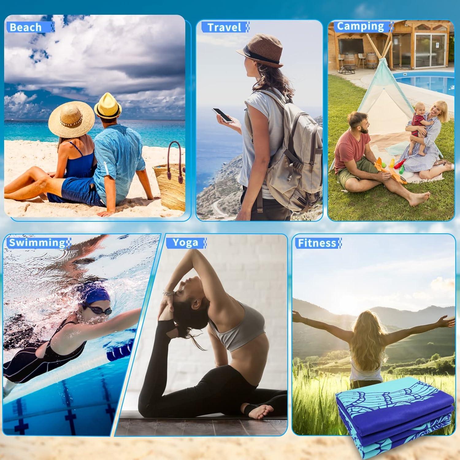 Paquete de 4 Toallas de Playa Microfibra Qinqinamu 180x81cm