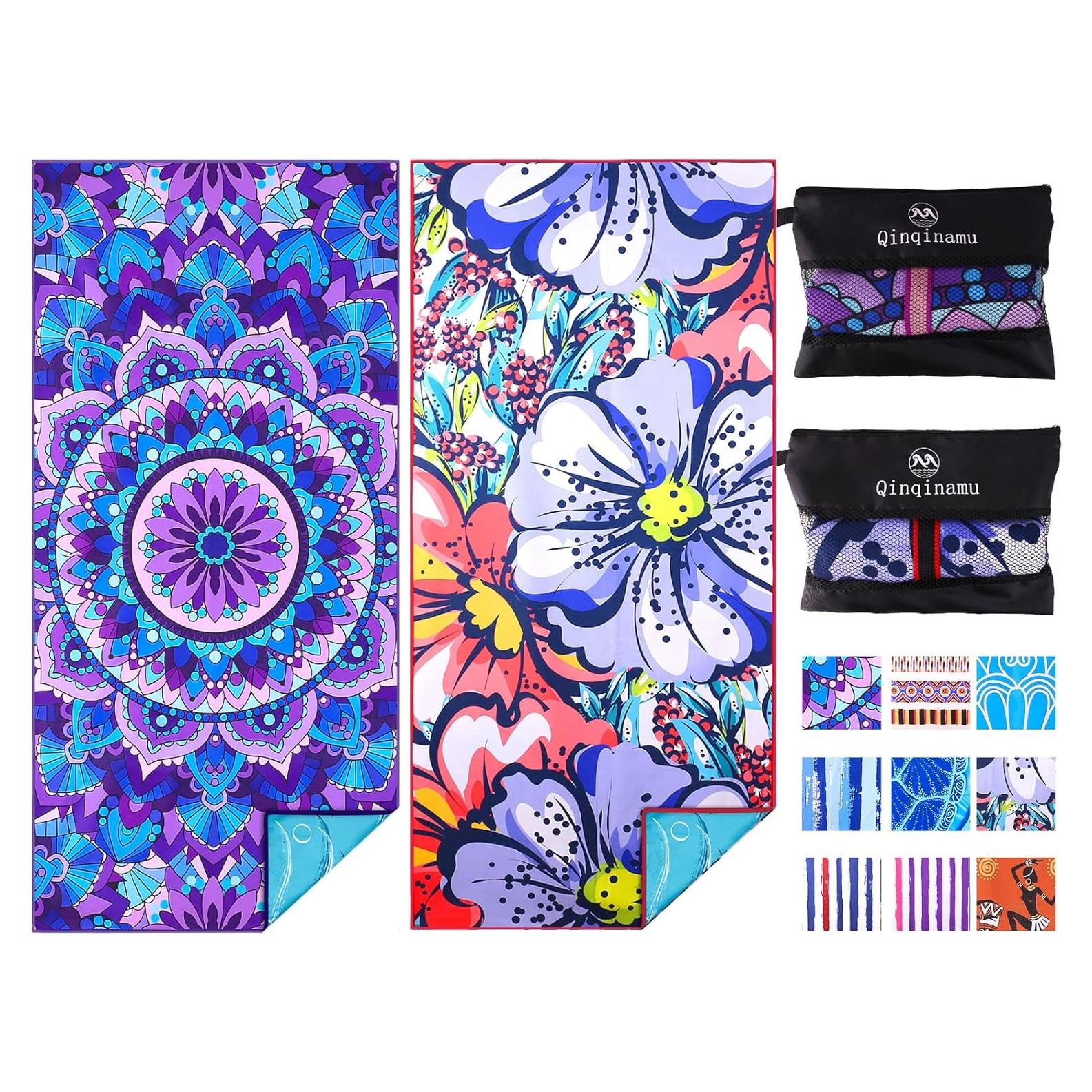 Paquete de 2 Toallas de Playa Microfibra Qinqinamu 180x81cm XL