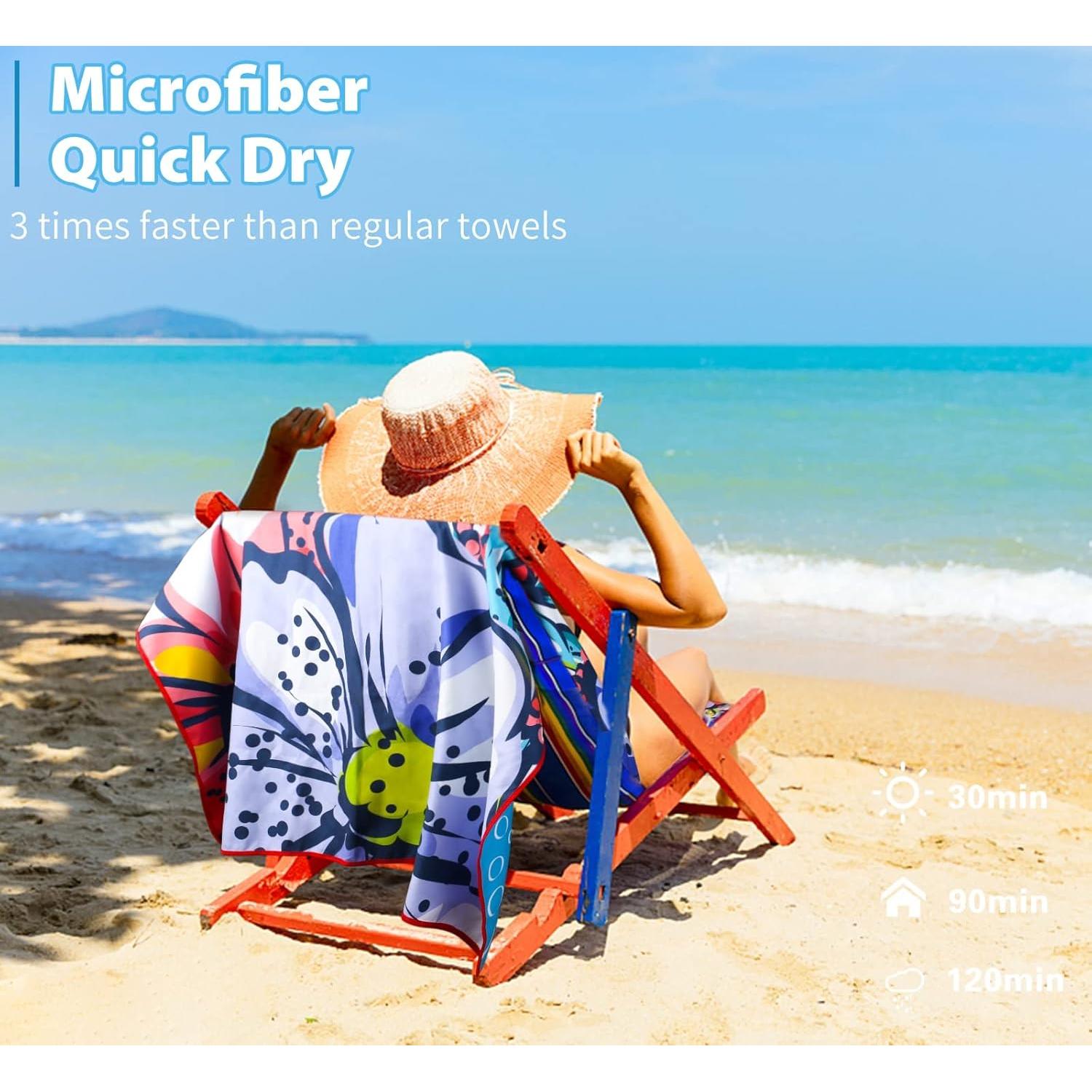 Paquete de 2 Toallas de Playa Microfibra Qinqinamu 180x81cm XL