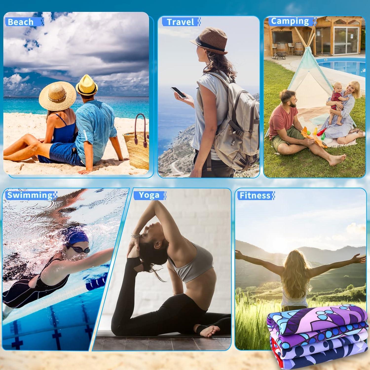 Paquete de 2 Toallas de Playa Microfibra Qinqinamu 180x81cm XL