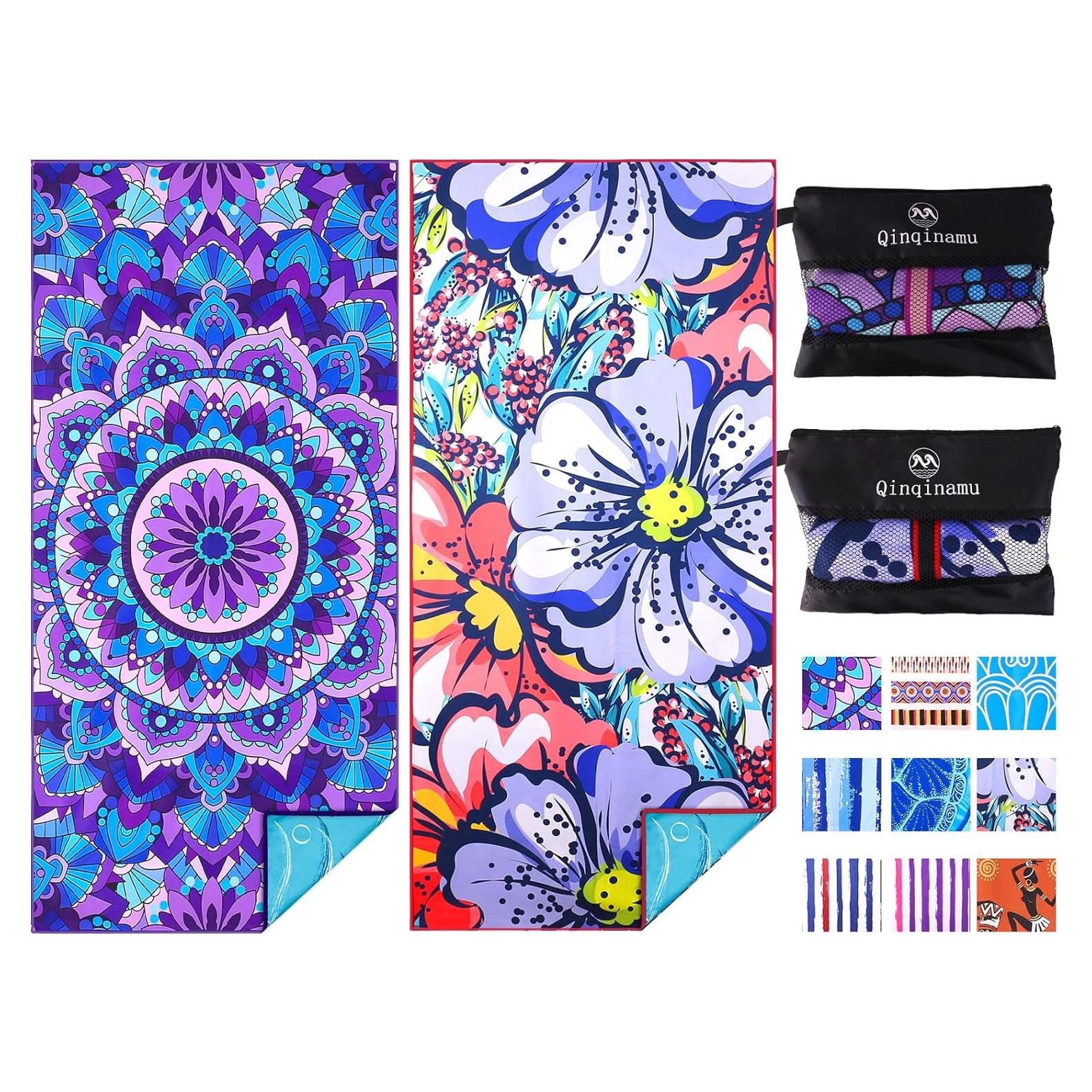 Paquete de 2 Toallas de Playa Microfibra Qinqinamu 180x81cm