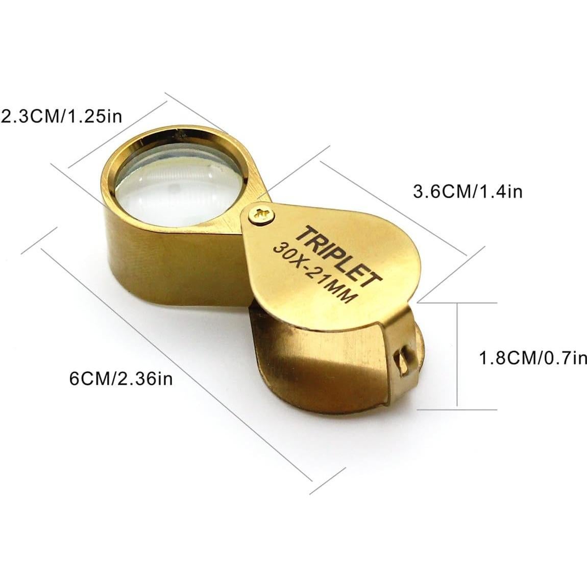 Lupa de bolsillo 30X QiCheng&LYS dorada para joyería y antigüedades