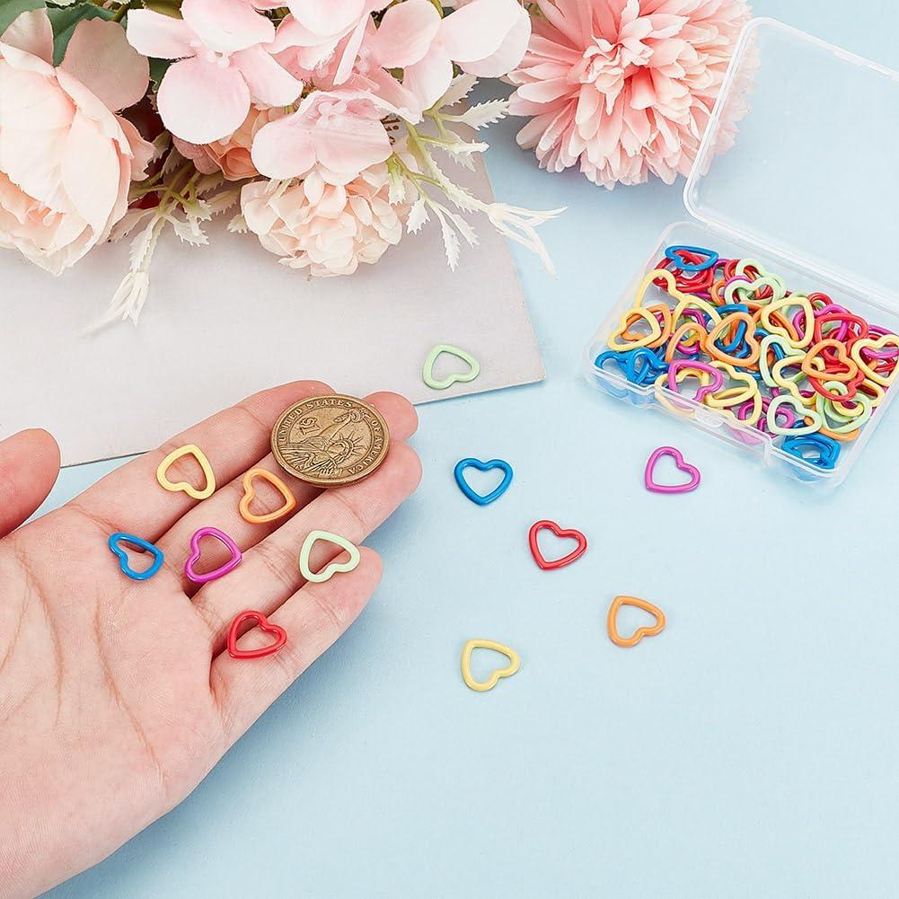 72Pcs 6 Colors Heart Metal Stitch Markers Safety Pins Mixed Color Charms Crochet Baking Paint Iron Pendant Clothing Tag Knitting Stitch Markers for DIY Project Sewing Craft