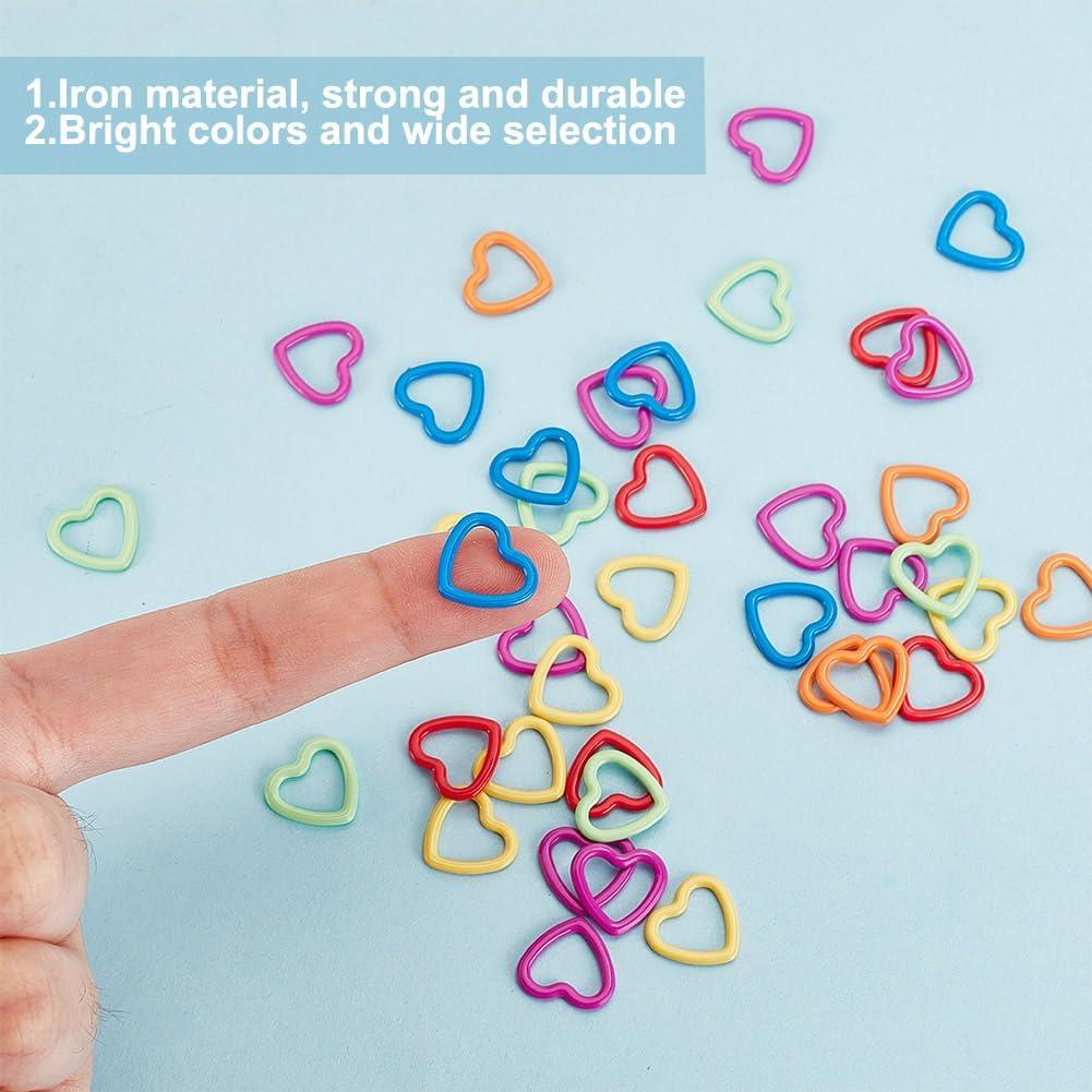 72Pcs 6 Colors Heart Metal Stitch Markers Safety Pins Mixed Color Charms Crochet Baking Paint Iron Pendant Clothing Tag Knitting Stitch Markers for DIY Project Sewing Craft